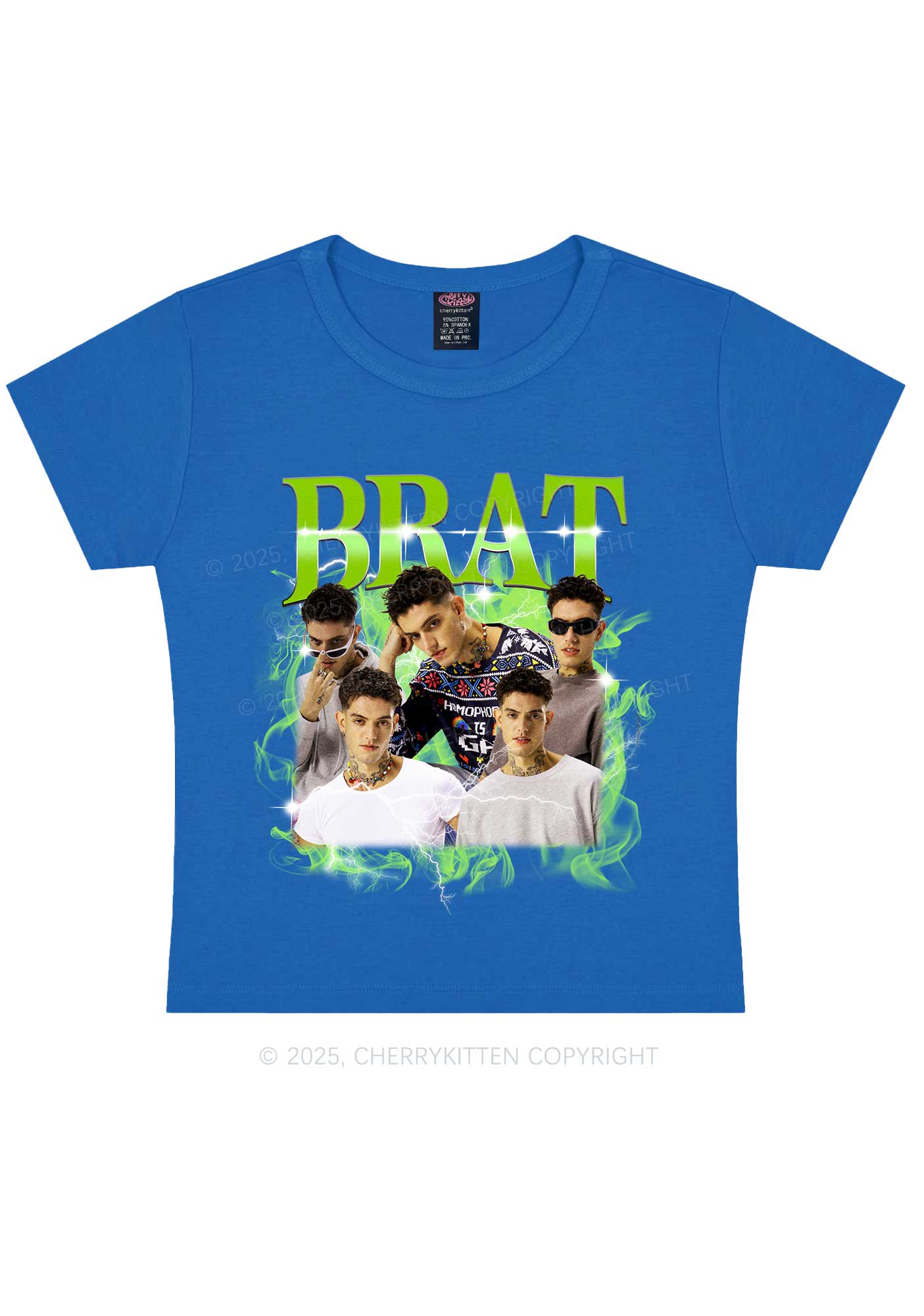 Custom Brat Portrait Y2K Baby Tee Cherrykitten - Image 7