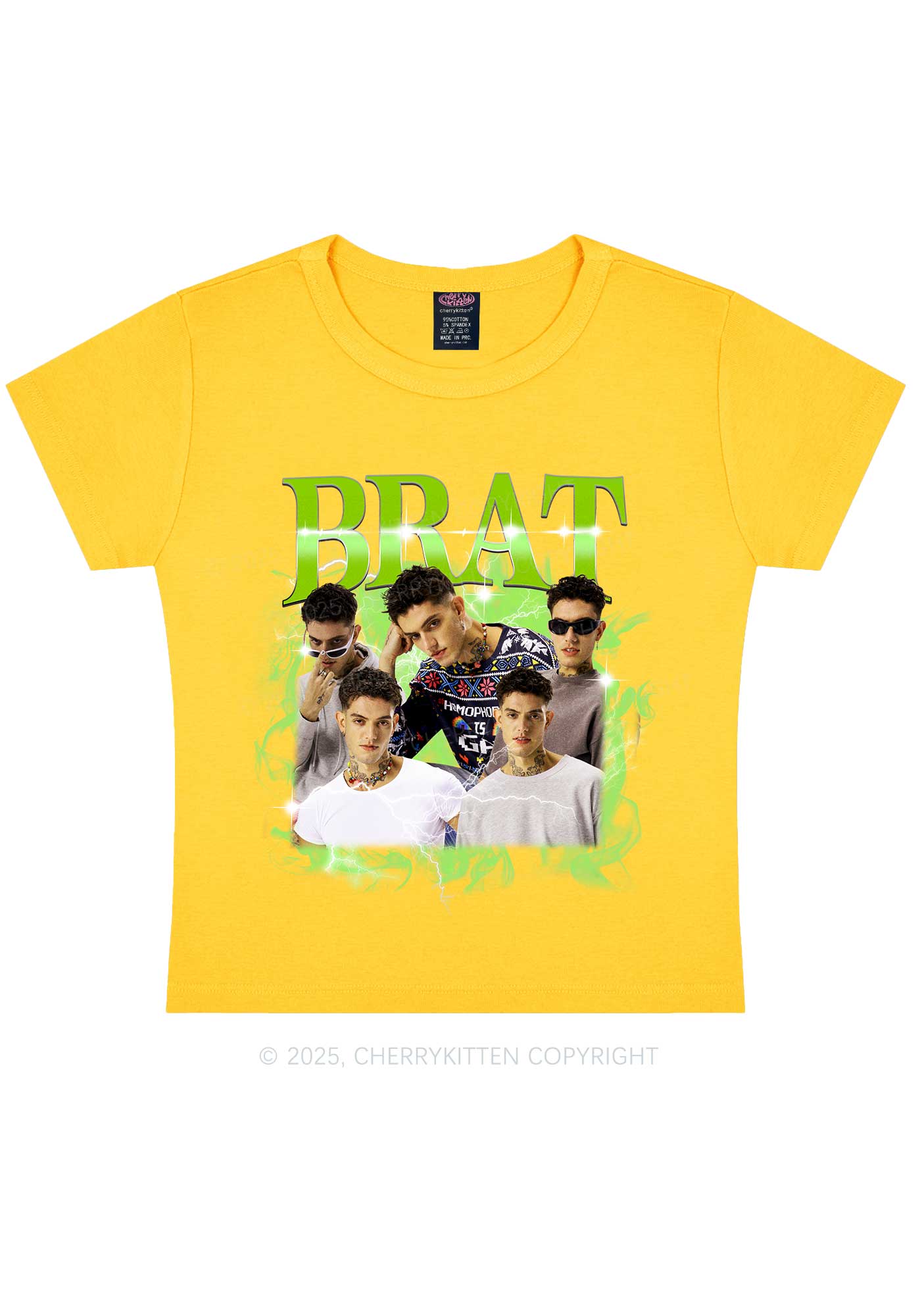 Custom Brat Portrait Y2K Baby Tee Cherrykitten - Image 8