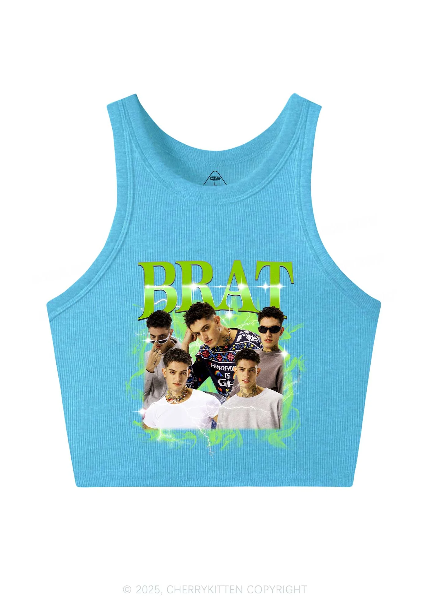 Custom Brat Portrait Y2K Crop Tank Top Cherrykitten - Image 3