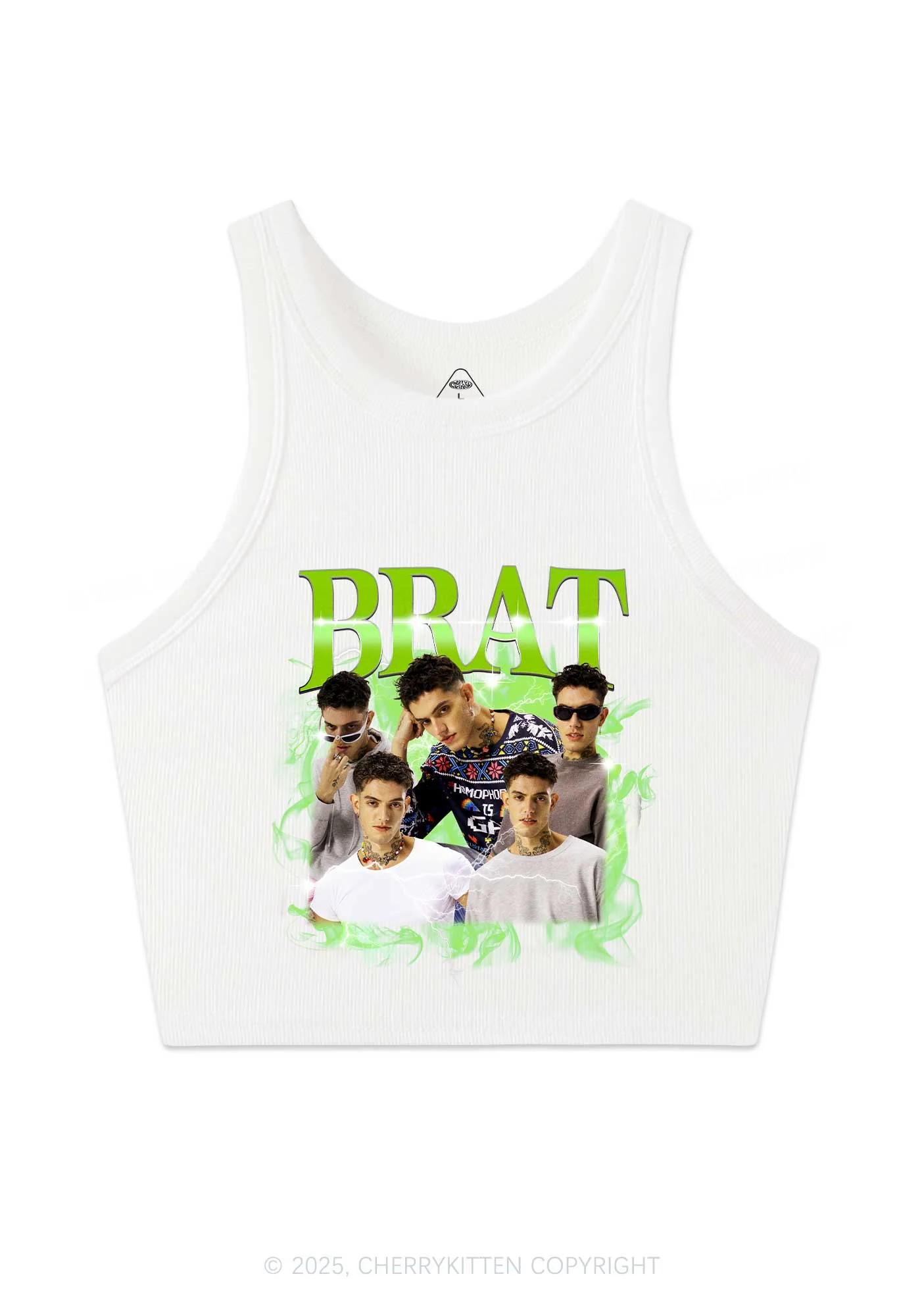 Custom Brat Portrait Y2K Crop Tank Top Cherrykitten - Image 4