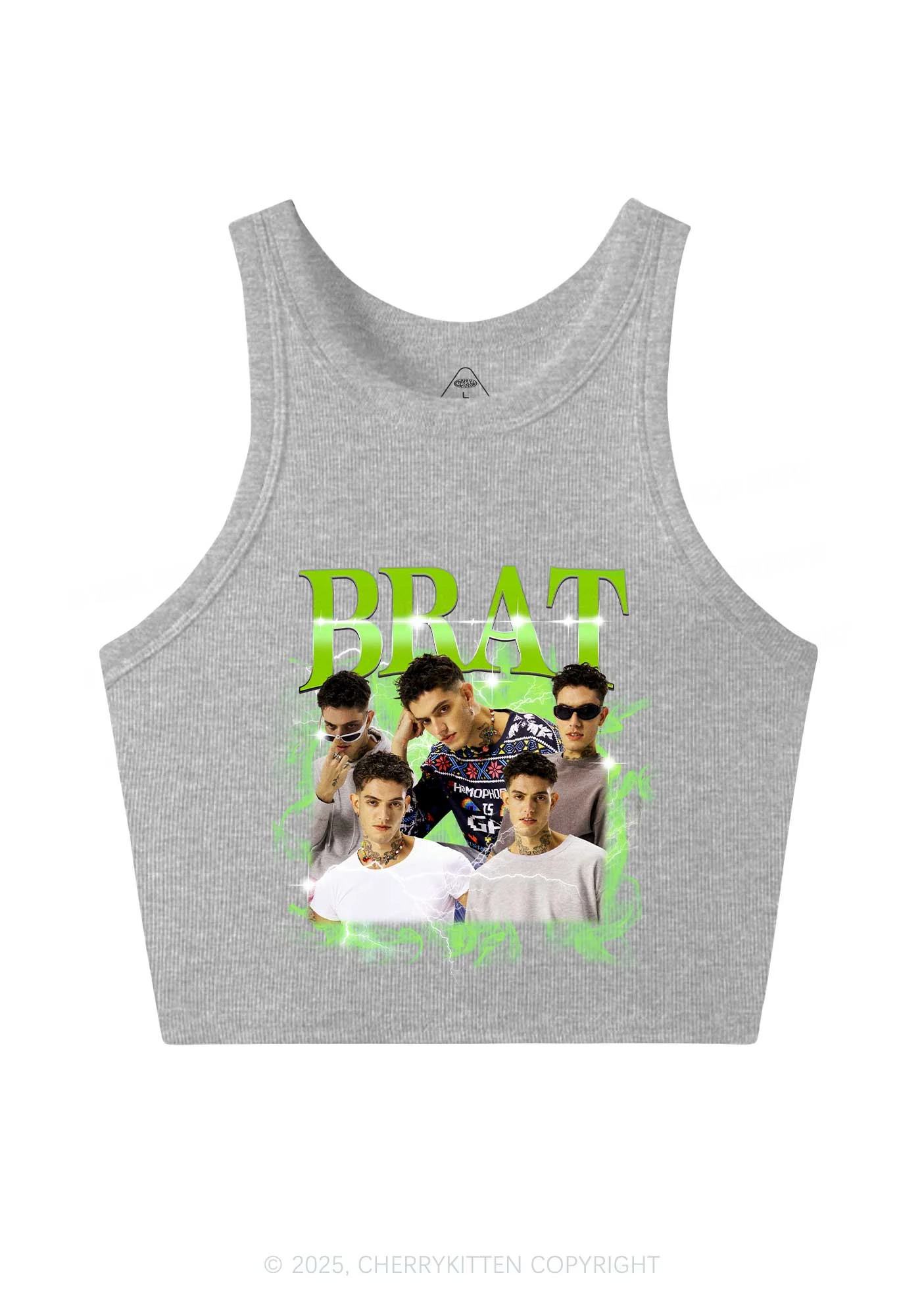 Custom Brat Portrait Y2K Crop Tank Top Cherrykitten - Image 5