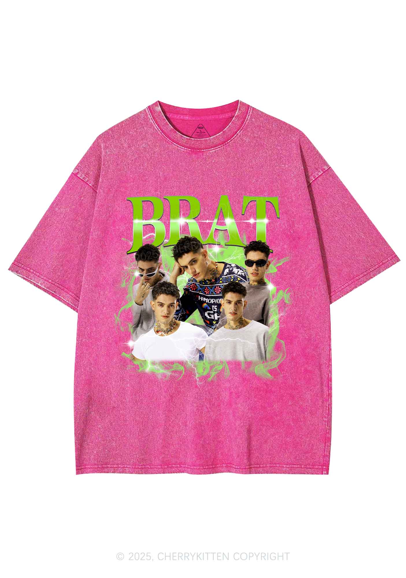 Custom Brat Portrait Y2K Shirts Washed Tee Cherrykitten - Image 3