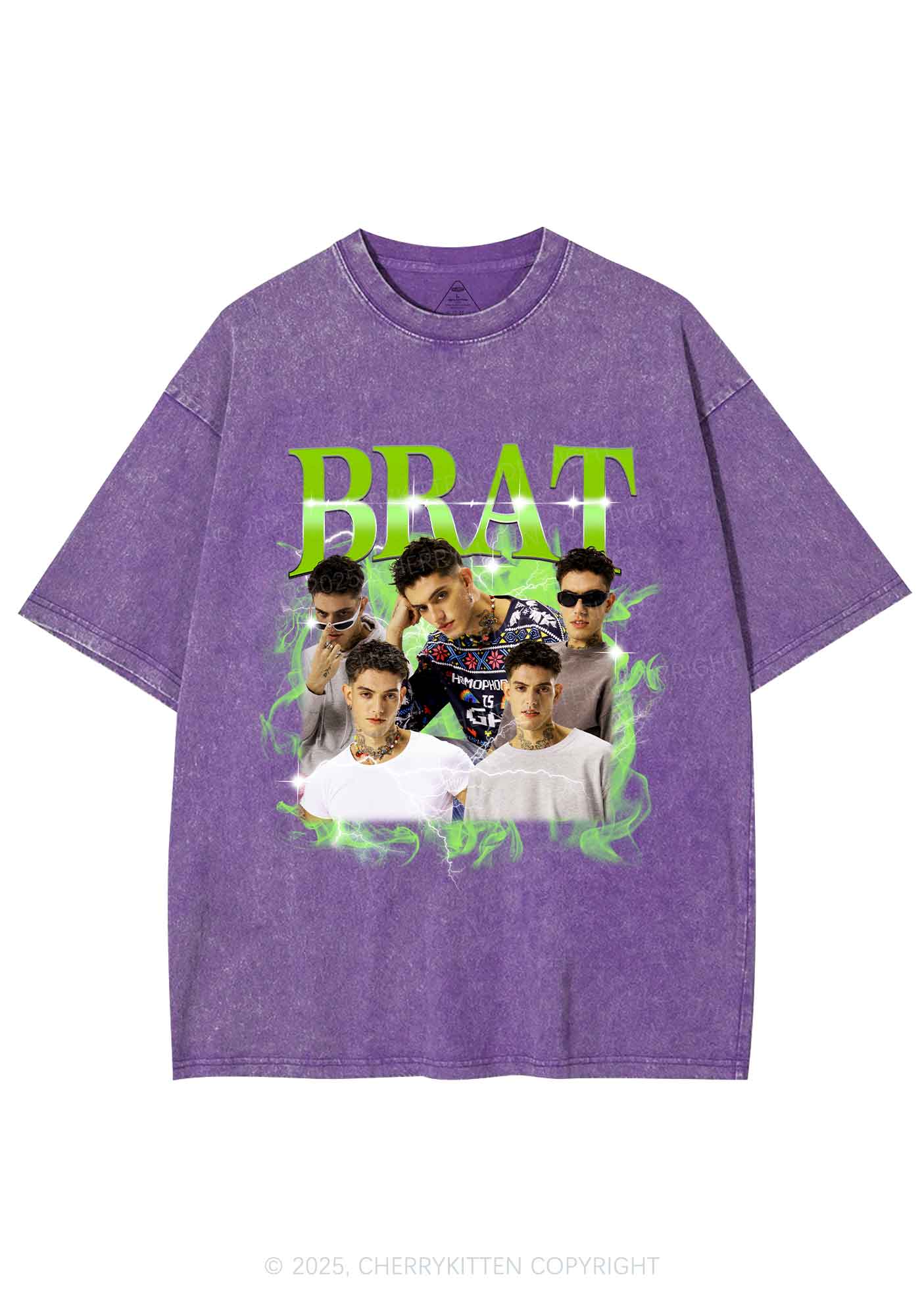 Custom Brat Portrait Y2K Shirts Washed Tee Cherrykitten - Image 5
