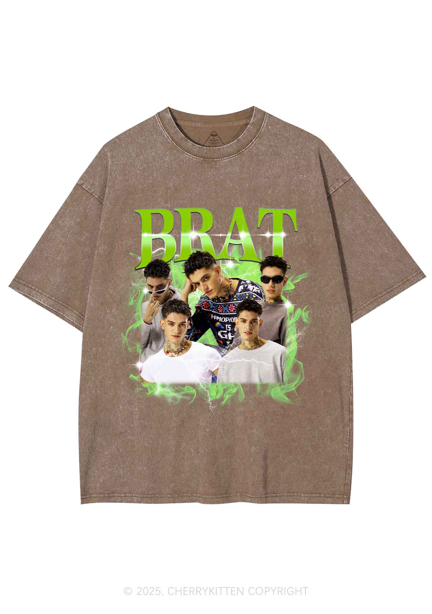 Custom Brat Portrait Y2K Shirts Washed Tee Cherrykitten - Image 6