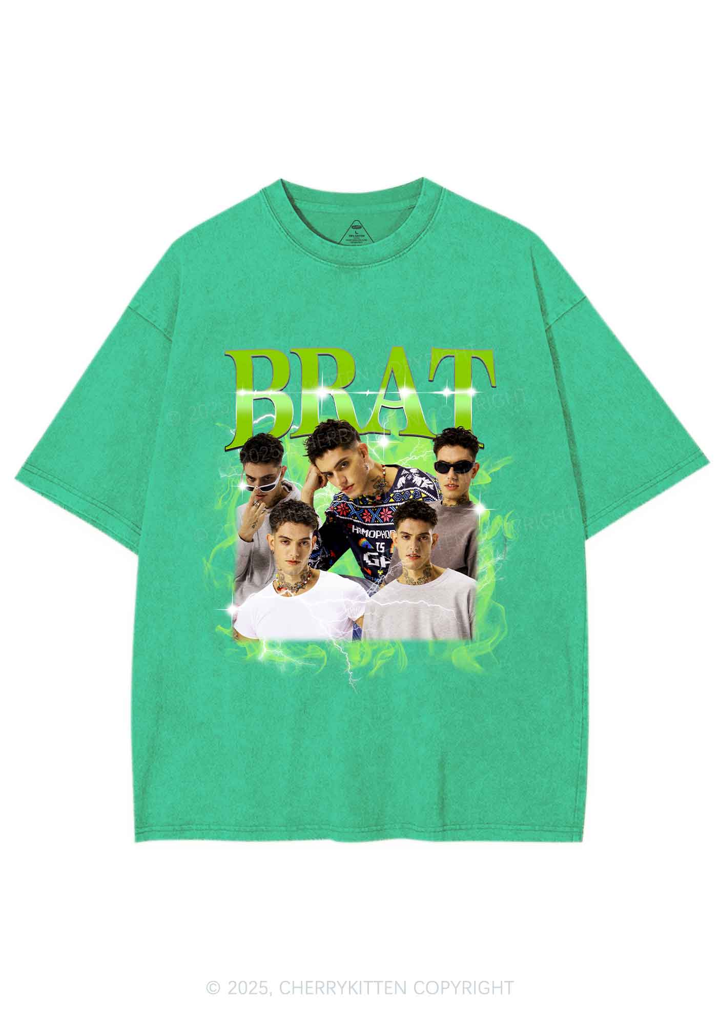Custom Brat Portrait Y2K Shirts Washed Tee Cherrykitten - Image 8