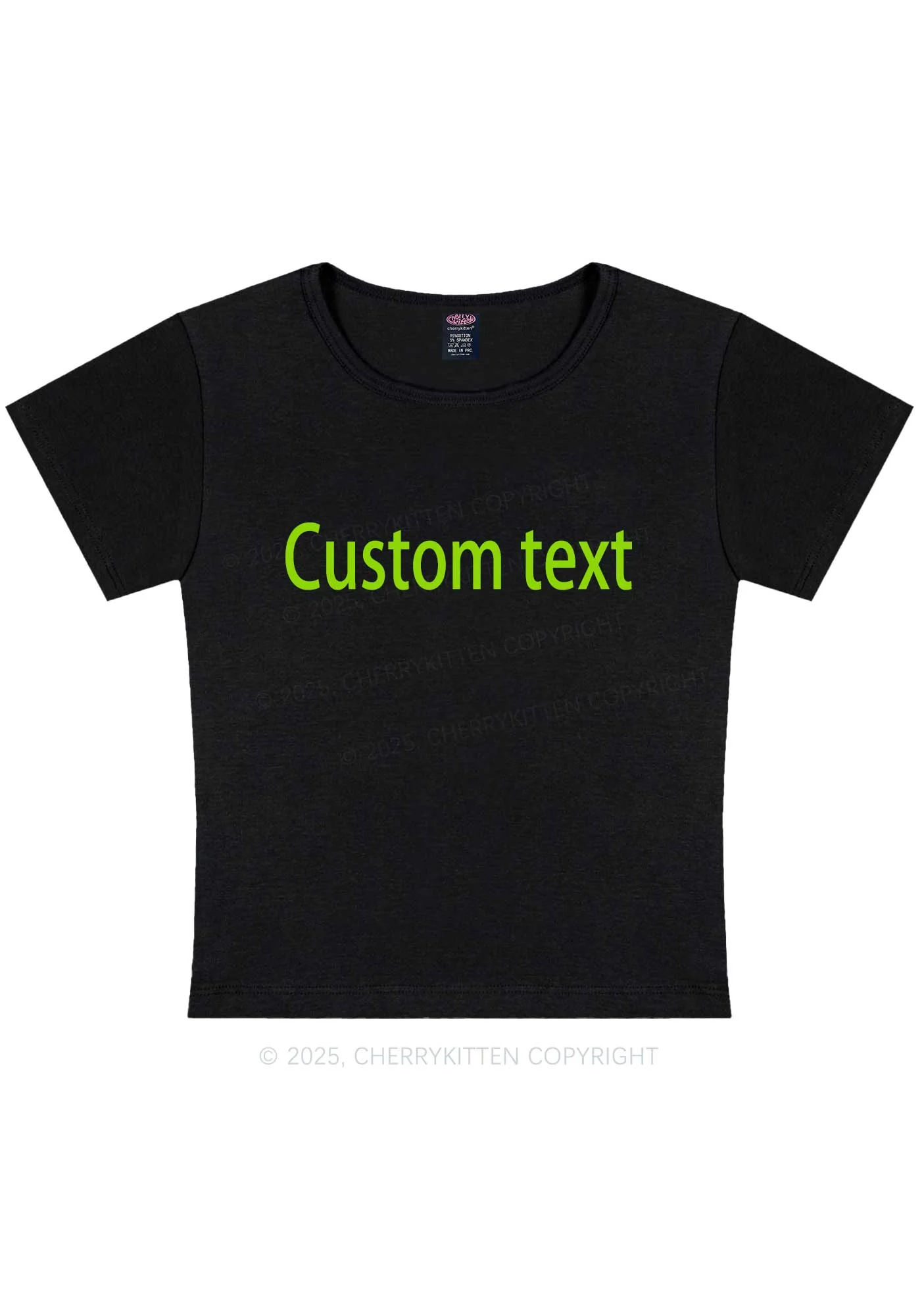 Custom Brat Text Y2K Baby Tee Cherrykitten - Image 3