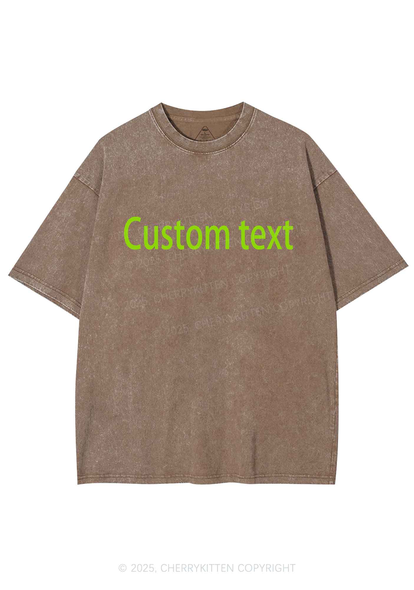 Custom Brat Text Y2K Shirts Washed Tee Cherrykitten - Image 8