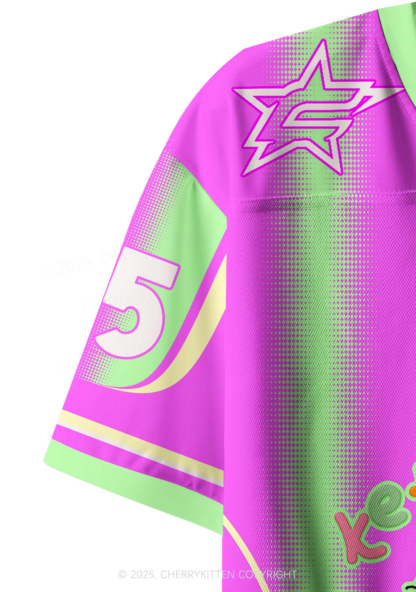 Custom Bright Pink Pony Y2K Crop Sport Jersey Shirts Cherrykitten - Image 4