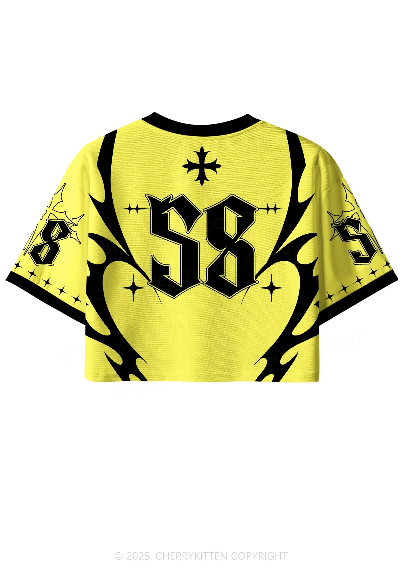 Custom Bright Yellow Cxxt Y2K Crop Sport Jersey Shirts Cherrykitten - Image 2