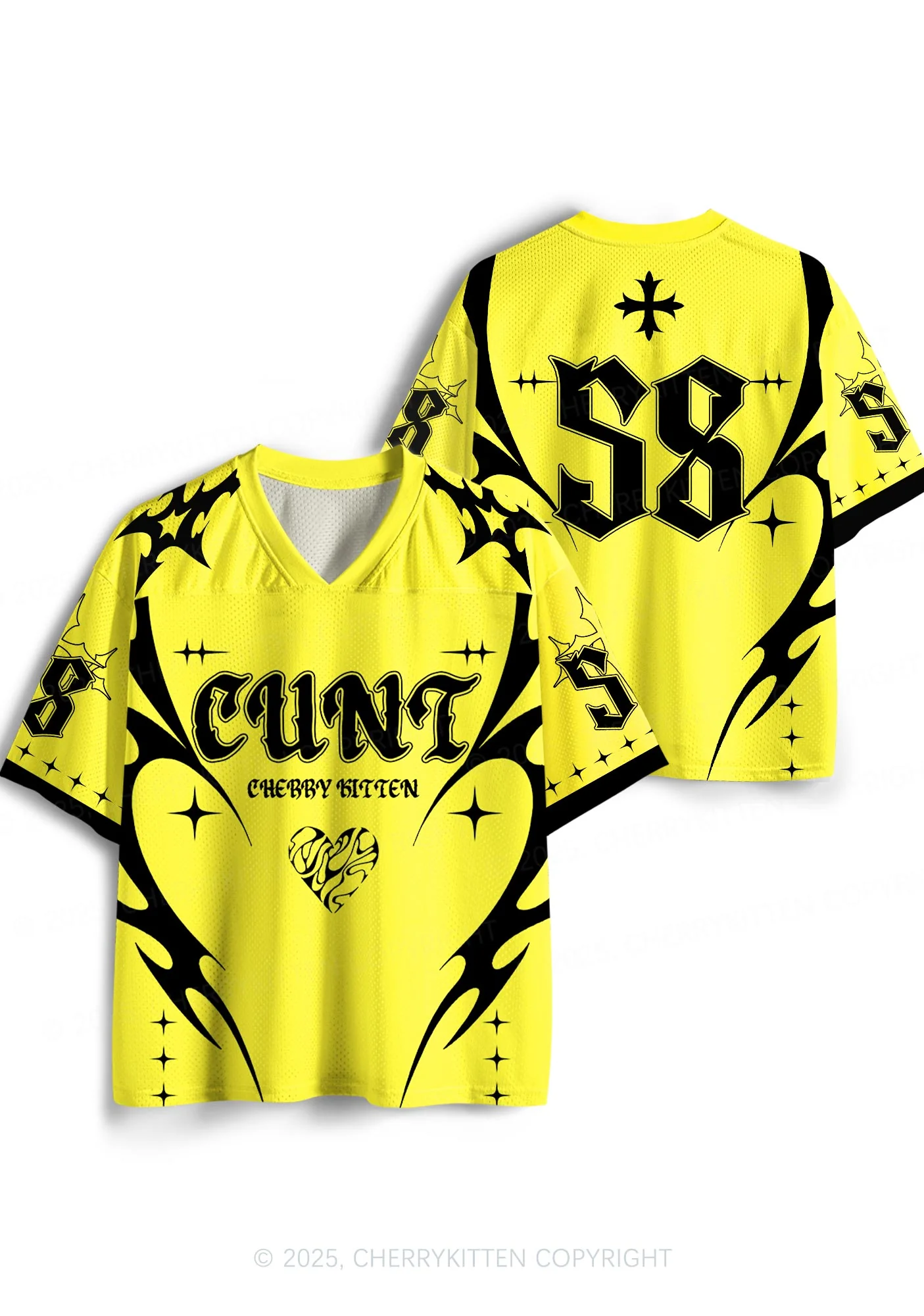 Custom Bright Yellow Cxxt Y2K Sport Jersey Shirts Cherrykitten - Image 3