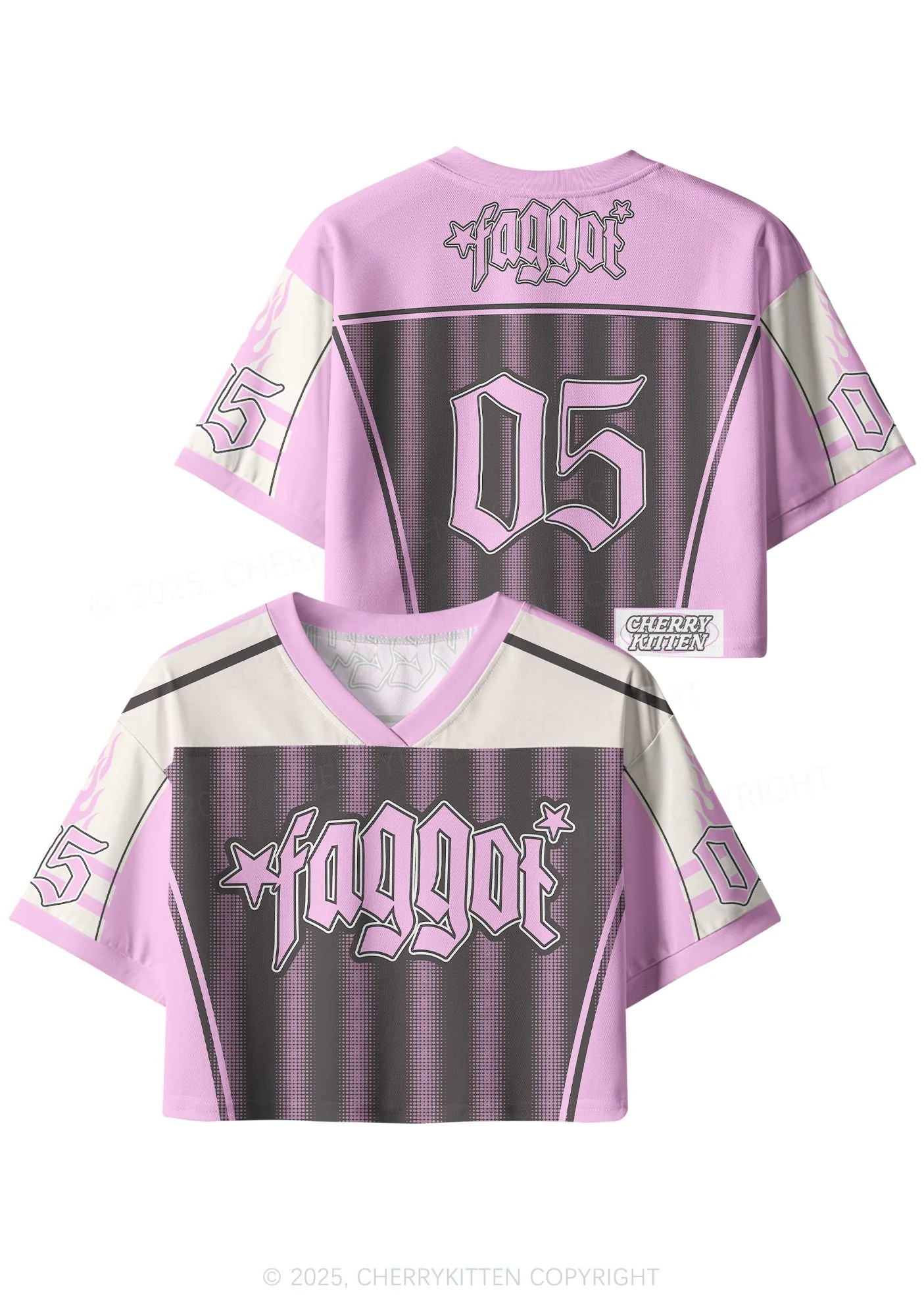 Custom Brown Faggot Stars Pride Y2K Crop Sport Jersey Shirts Cherrykitten - Image 3