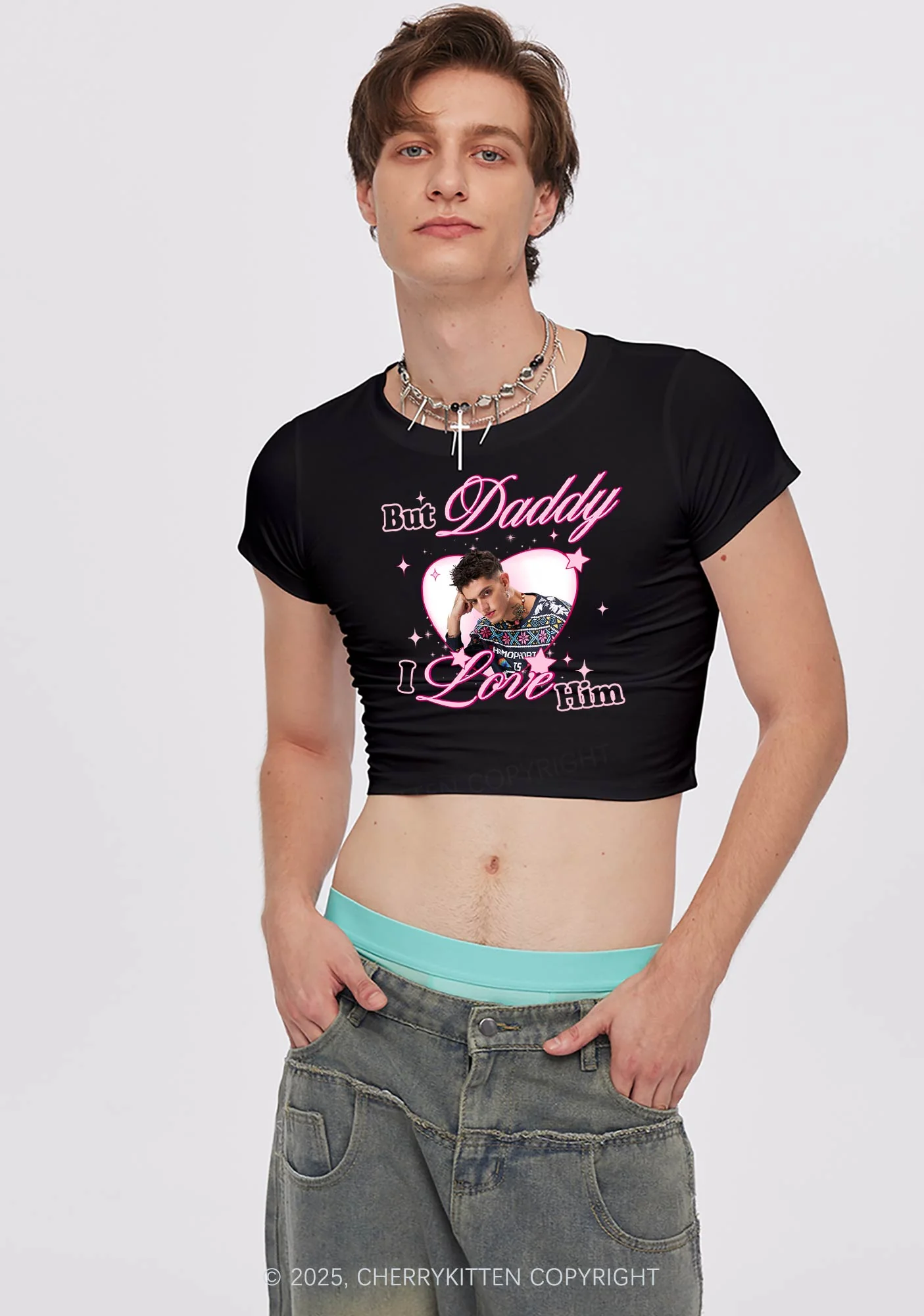 Custom But Daddy I Love Y2K Baby Tee Cherrykitten - Image 2
