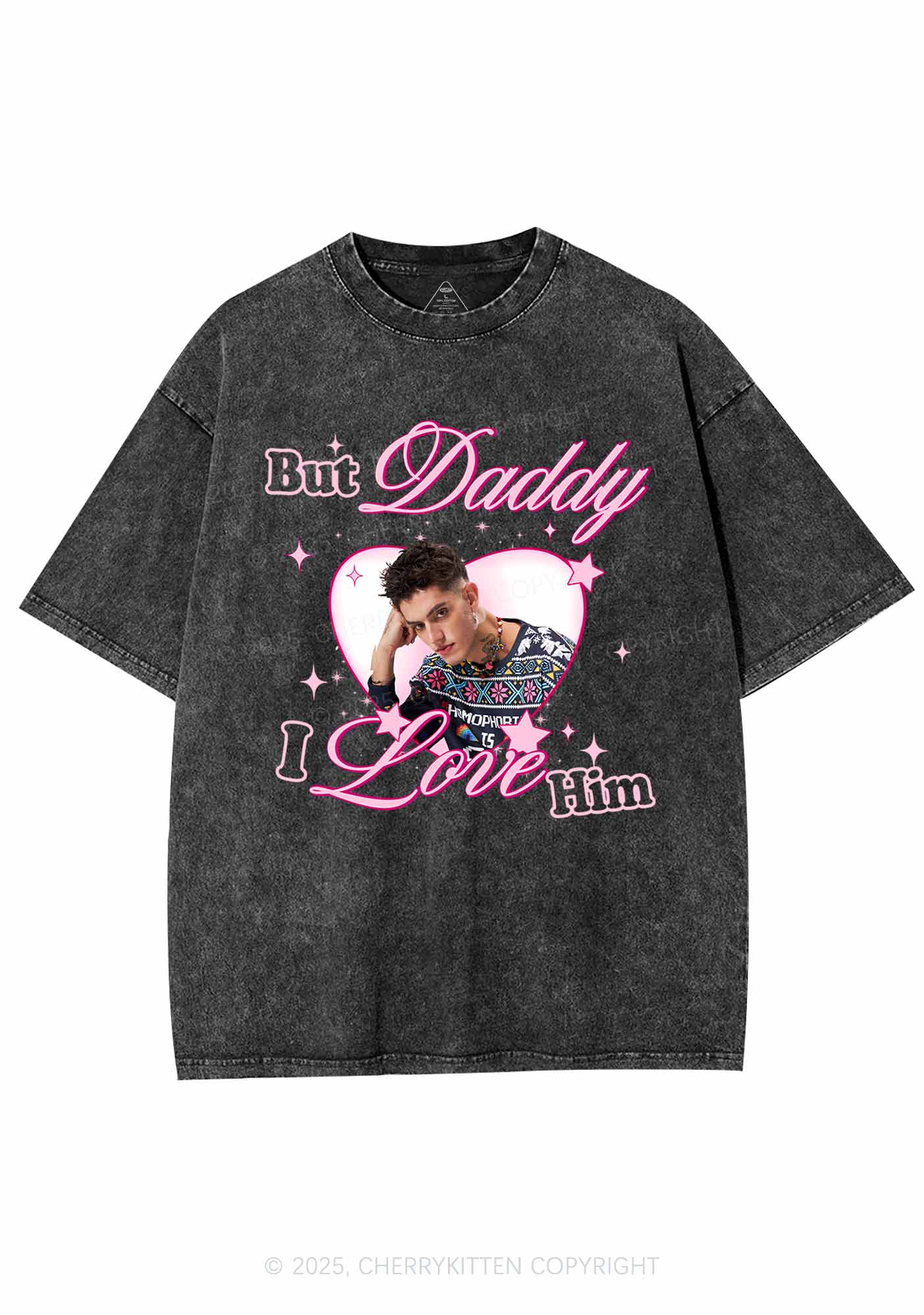 Custom But Daddy I Love Y2K Shirts Washed Tee Cherrykitten - Image 3