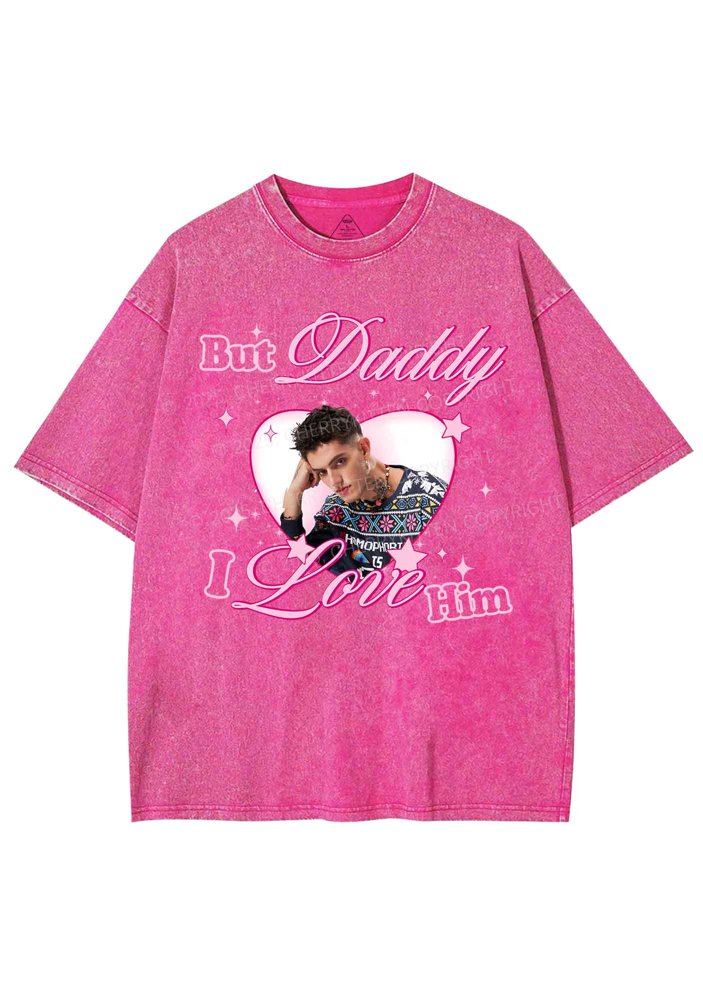 Custom But Daddy I Love Y2K Shirts Washed Tee Cherrykitten - Image 5