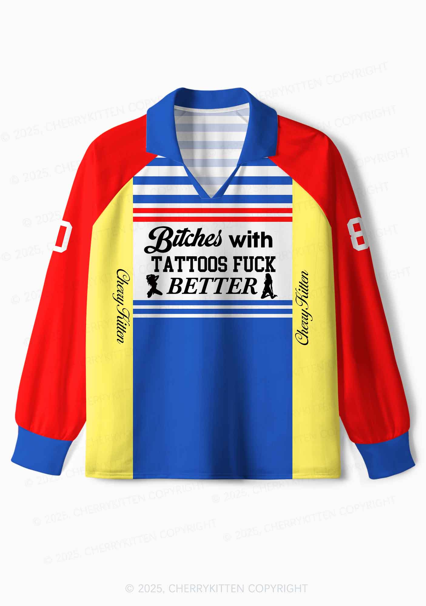 Custom Bxxches With Tattoos Fxxk Better Y2K Sport Long Sleeve Jersey Shirts Cherrykitten - Image 2