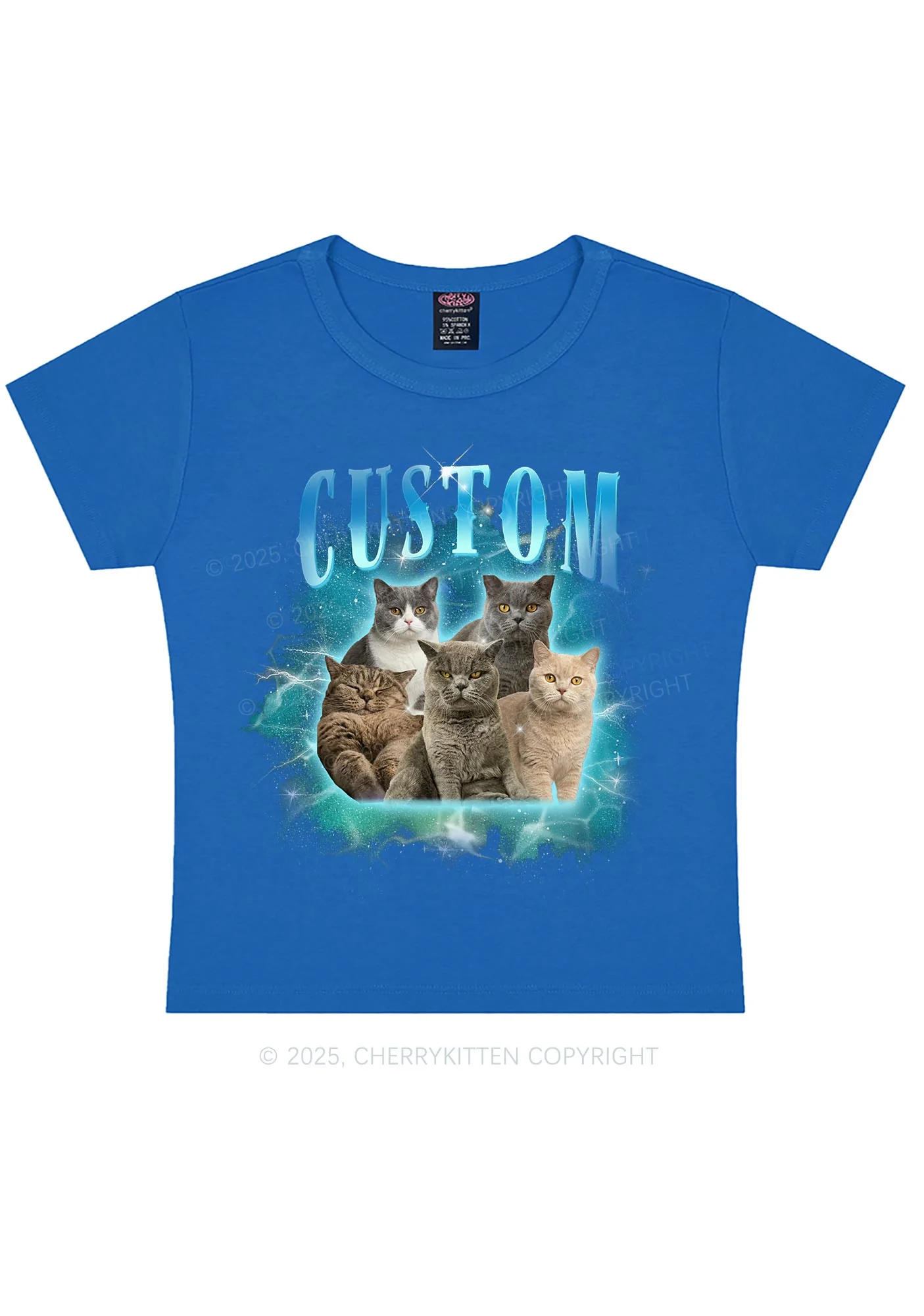 Custom Cat Photo Art Y2K Baby Tee Cherrykitten - Image 10