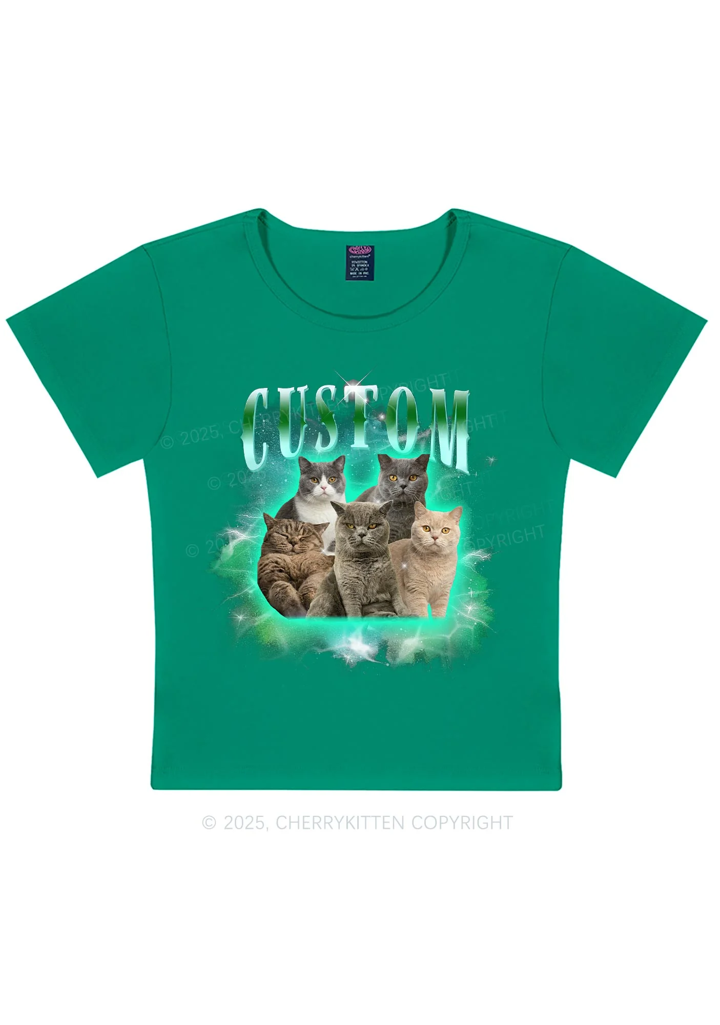 Custom Cat Photo Art Y2K Baby Tee Cherrykitten - Image 12