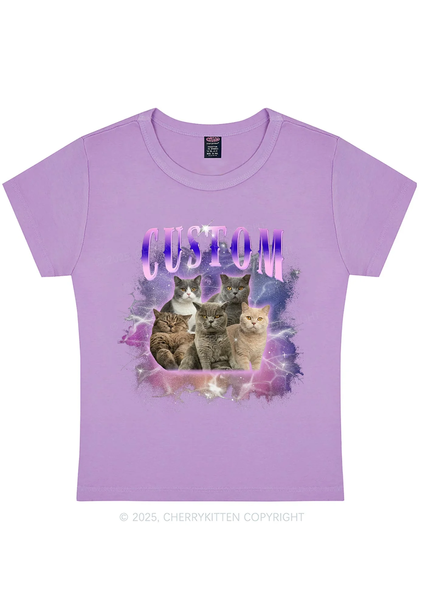 Custom Cat Photo Art Y2K Baby Tee Cherrykitten - Image 7
