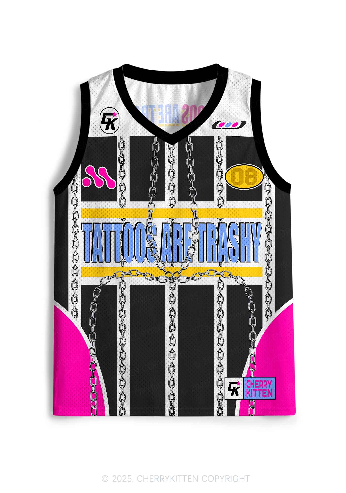 Custom Chain Tattoos Are Trashy Y2K Sport Jersey Tank Cherrykitten - Image 2