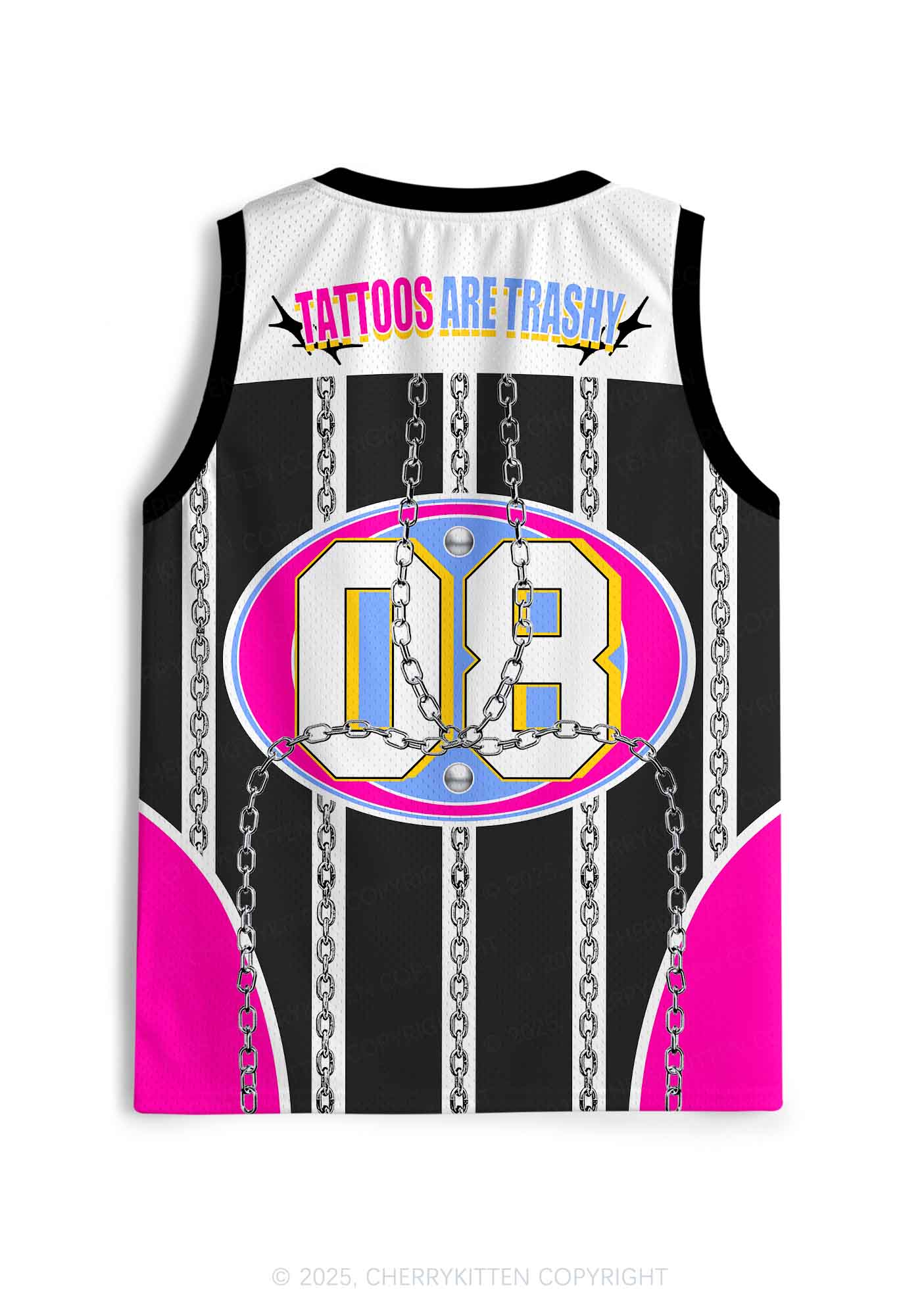 Custom Chain Tattoos Are Trashy Y2K Sport Jersey Tank Cherrykitten - Image 3