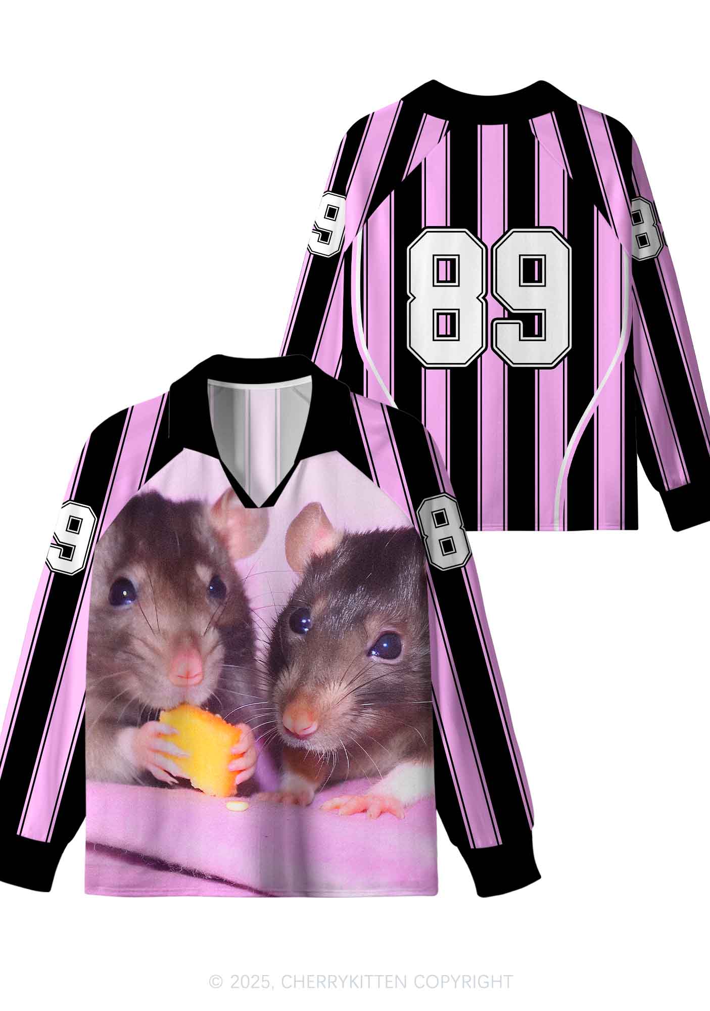 Custom Cheese Rat Y2K Long Sleeve Sport Jersey Shirts Cherrykitten - Image 3