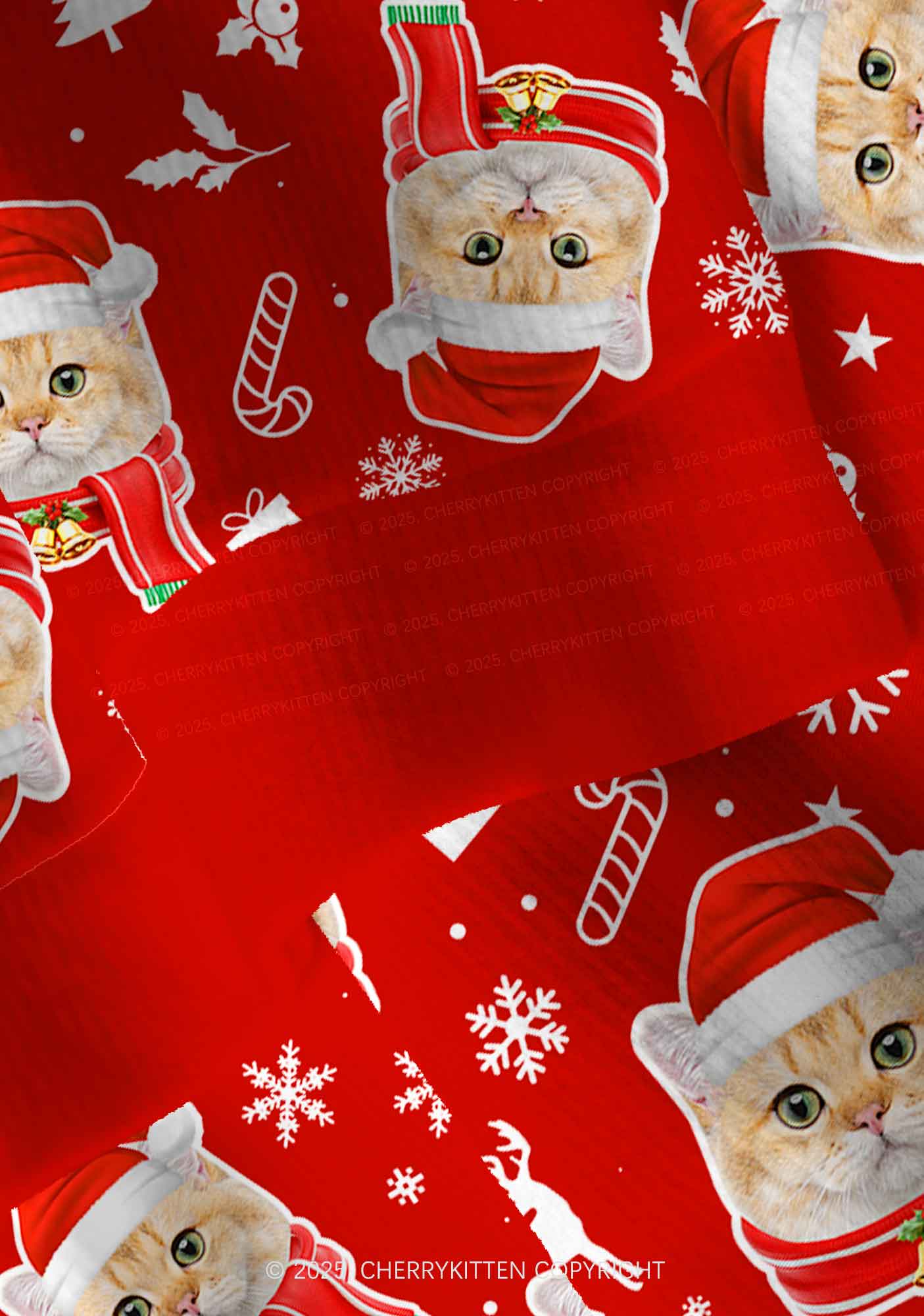 Custom Christmas Candy Cat Face Y2K Christmas Cardigan Knit Sweatshirt Cherrykitten - Image 6