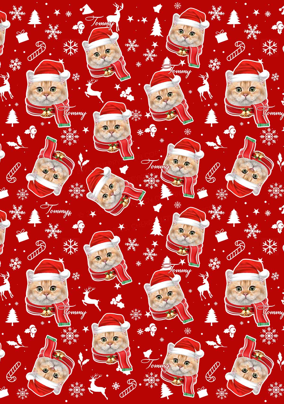 Custom Christmas Candy Cat Face Y2K Print Long Sleeve Pajama Set Cherrykitten - Image 2