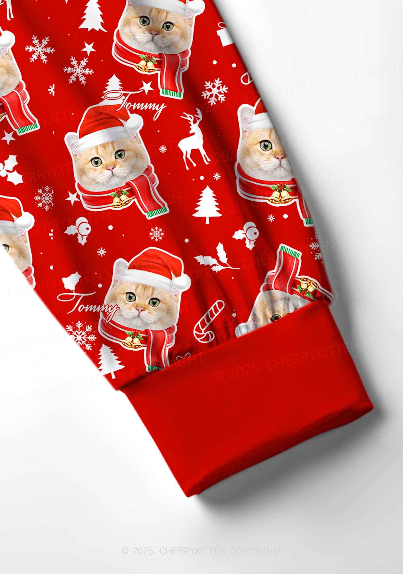 Custom Christmas Candy Cat Face Y2K Print Long Sleeve Pajama Set Cherrykitten - Image 5