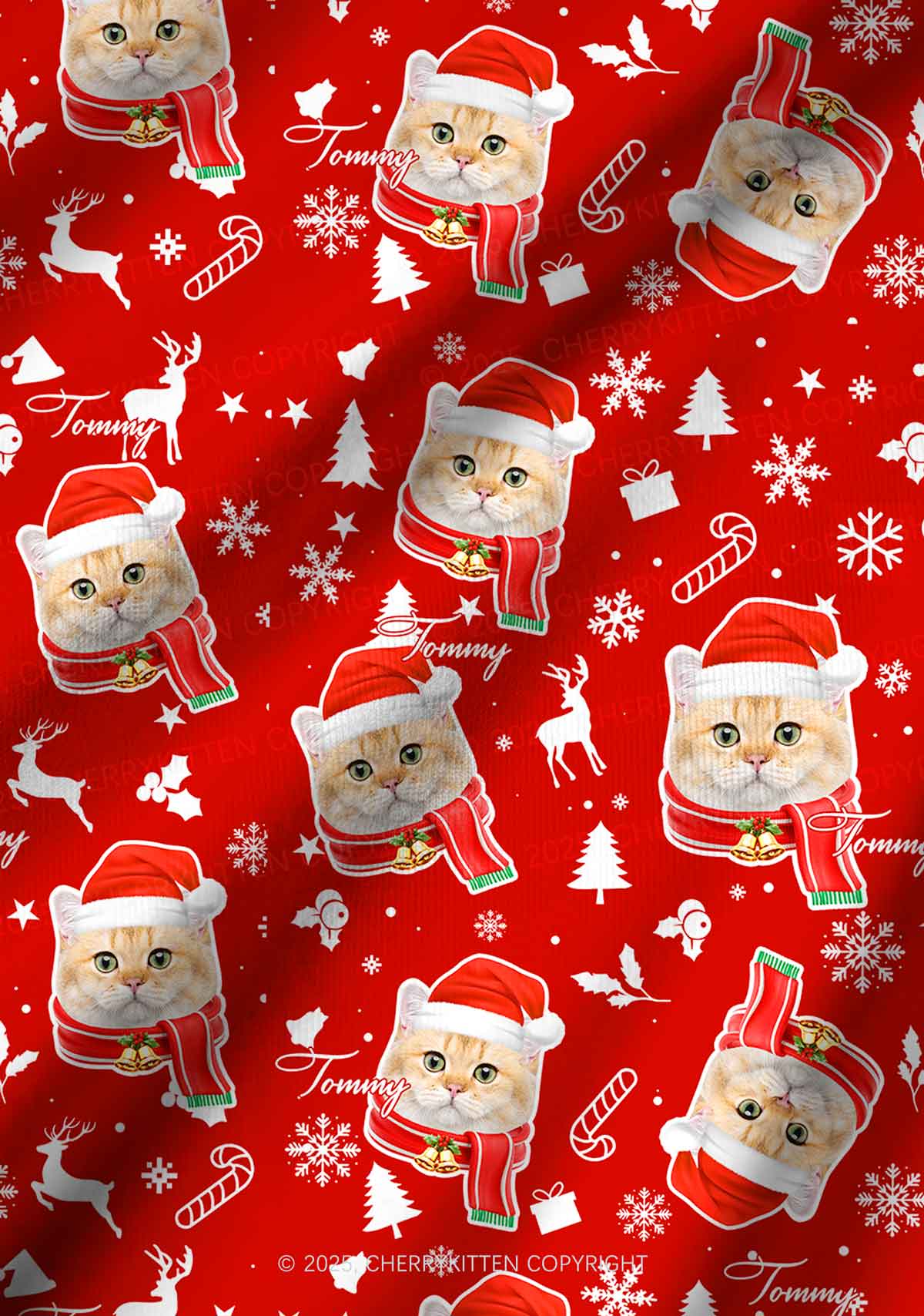 Custom Christmas Candy Cat Face Y2K Print Long Sleeve Pajama Set Cherrykitten - Image 6