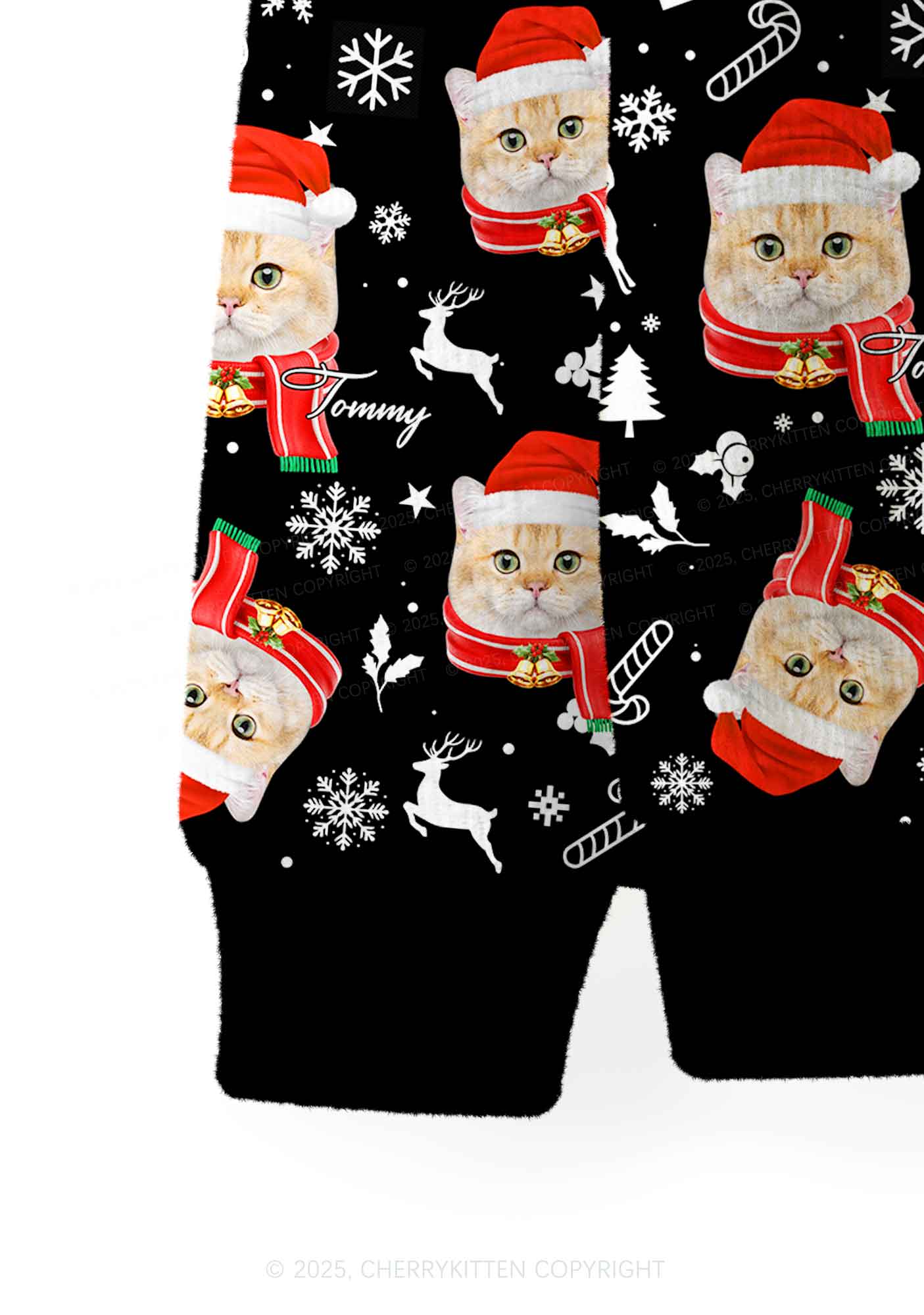 Custom Christmas Cat Face Y2K Christmas Cardigan Knit Sweatshirt Cherrykitten - Image 6
