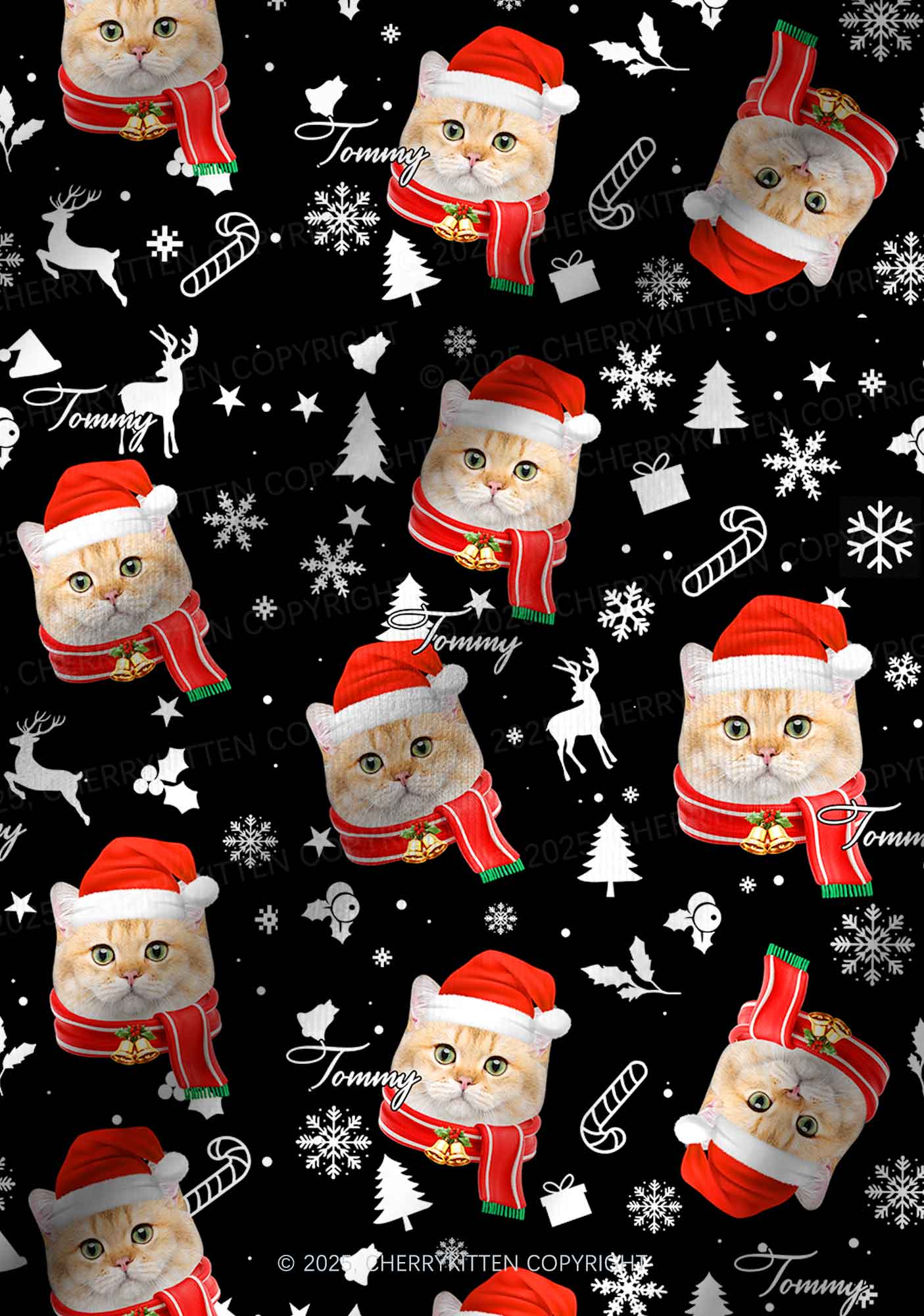 Custom Christmas Cat Face Y2K Print Long Sleeve Pajama Set Cherrykitten - Image 6
