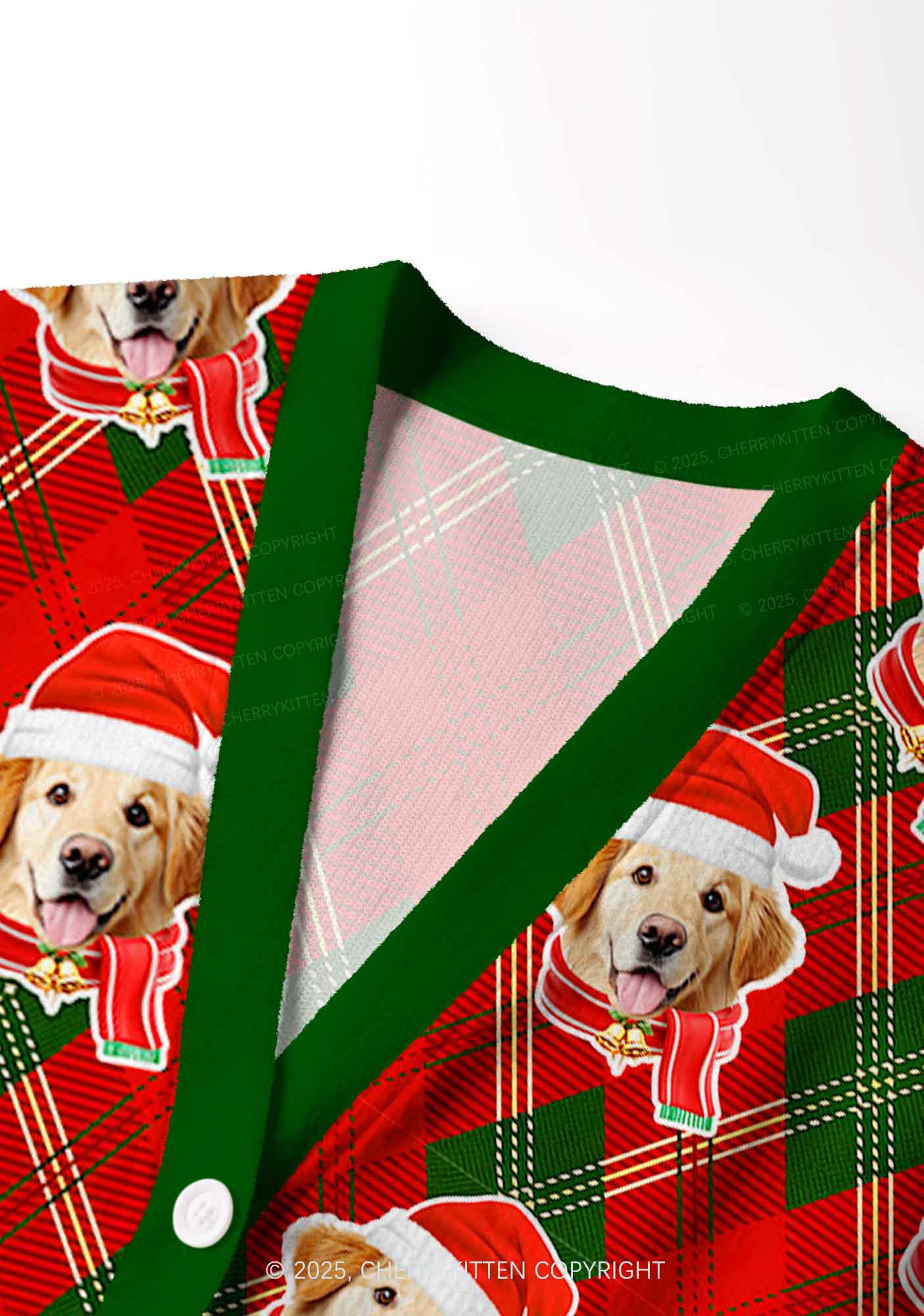 Custom Christmas Dog Face Y2K Christmas Cardigan Knit Sweatshirt Cherrykitten - Image 4