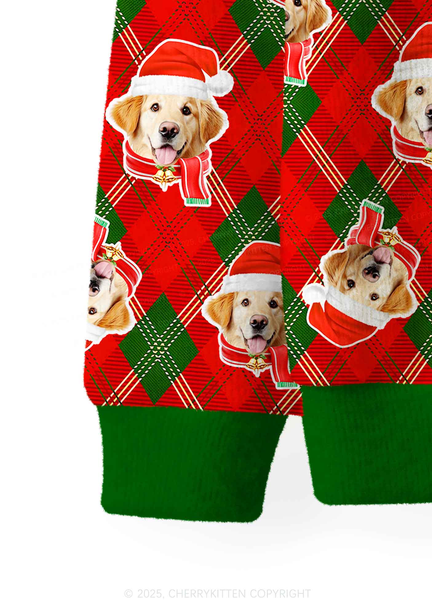 Custom Christmas Dog Face Y2K Christmas Cardigan Knit Sweatshirt Cherrykitten - Image 5