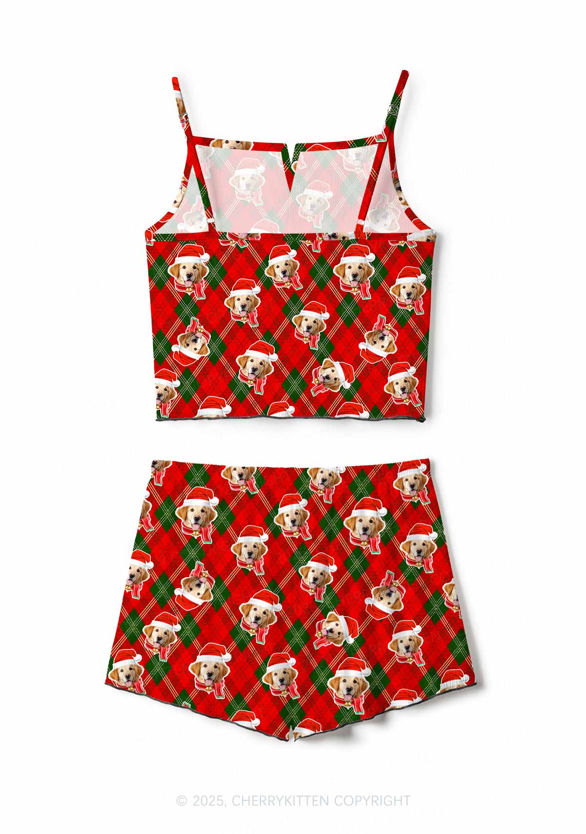 Custom Christmas Dog Face Y2K Print Cami Shorts Pajama Set Cherrykitten - Image 3