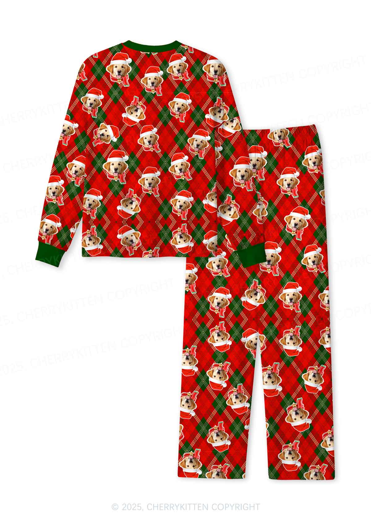 Custom Christmas Dog Face Y2K Print Long Sleeve Pajama Set Cherrykitten - Image 3