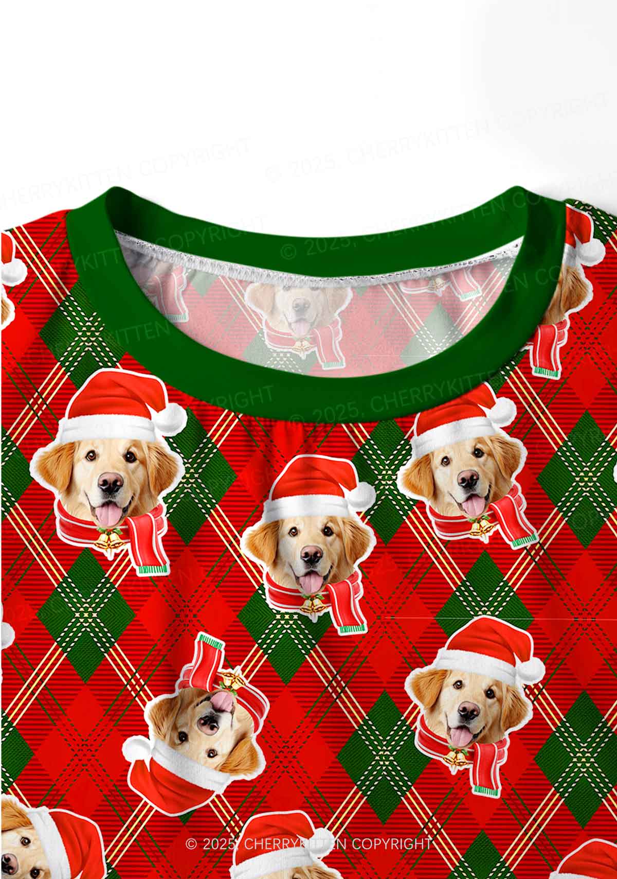 Custom Christmas Dog Face Y2K Print Long Sleeve Pajama Set Cherrykitten - Image 6