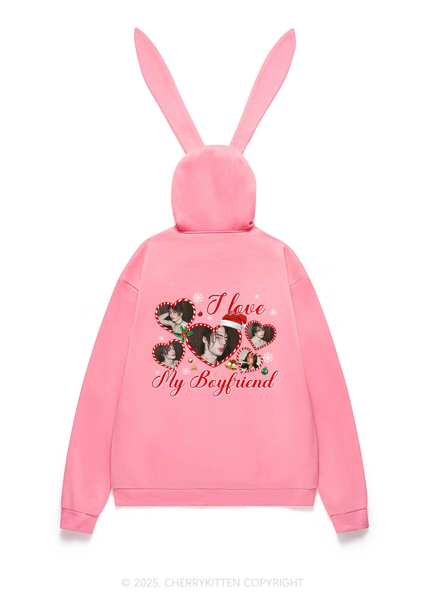 Custom Christmas I Love My GF Y2K Bunny Ear Zip Hoodie Cherrykitten - Image 4