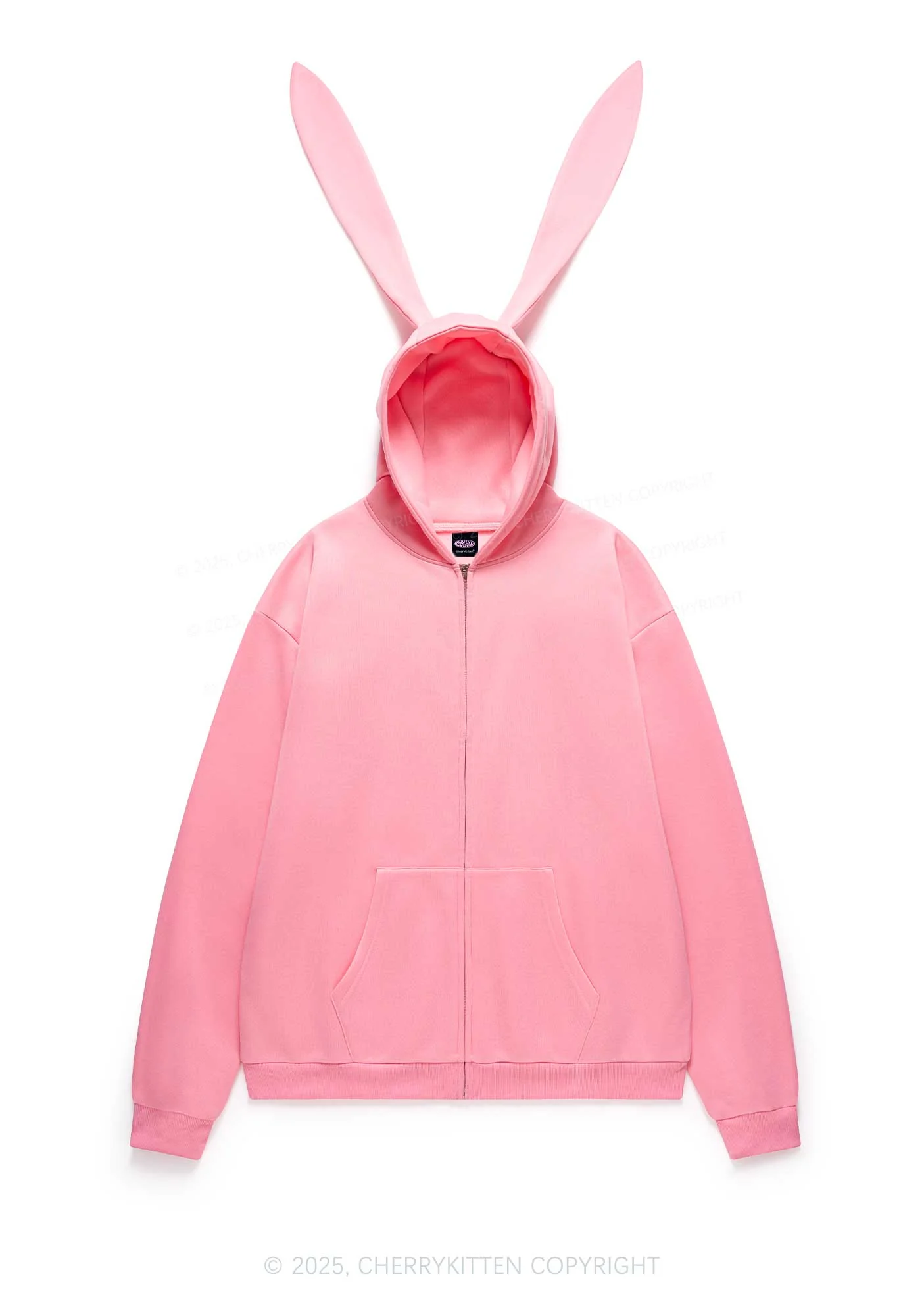 Custom Christmas I Love My GF Y2K Bunny Ear Zip Hoodie Cherrykitten - Image 5