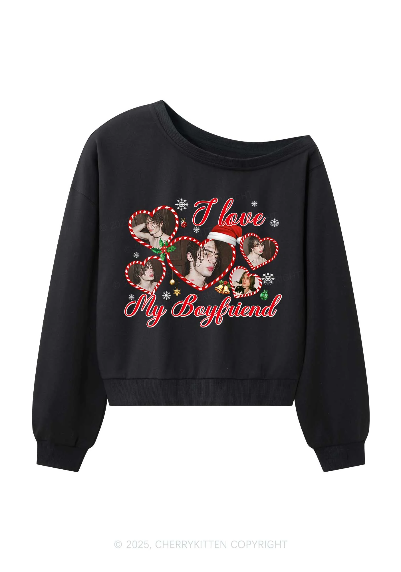 Custom Christmas I Love My GF Y2K Off Shoulder Sweatshirts Cherrykitten - Image 3