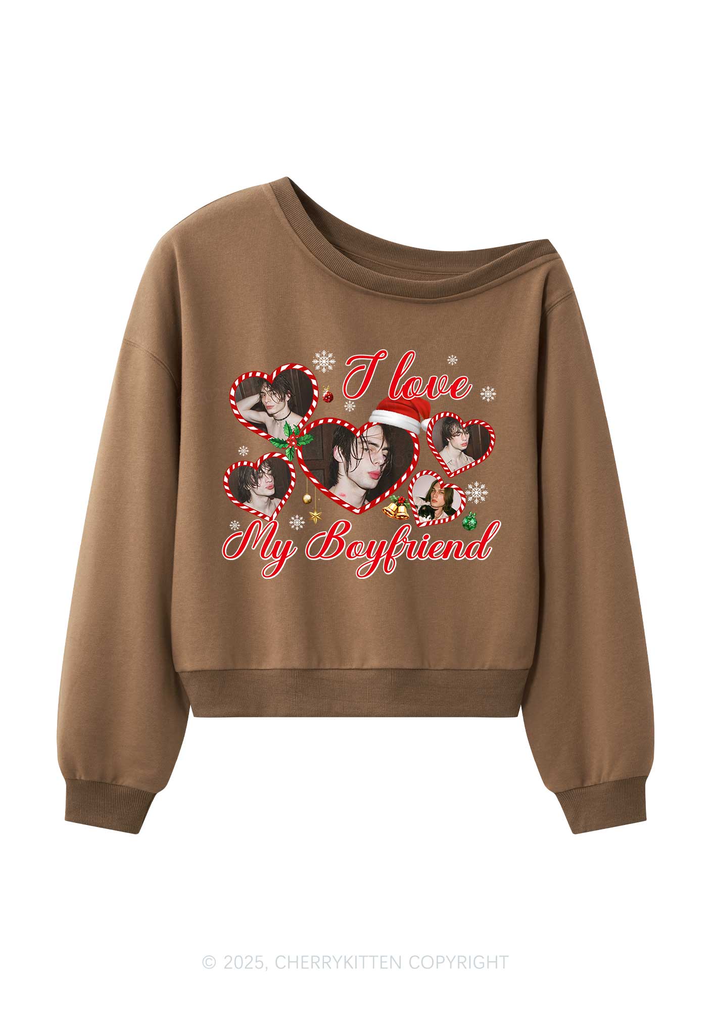 Custom Christmas I Love My GF Y2K Off Shoulder Sweatshirts Cherrykitten - Image 4