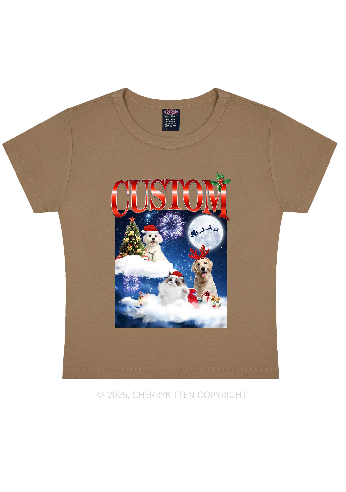 Custom Christmas Pet Y2K Baby Tee Cherrykitten - Image 12
