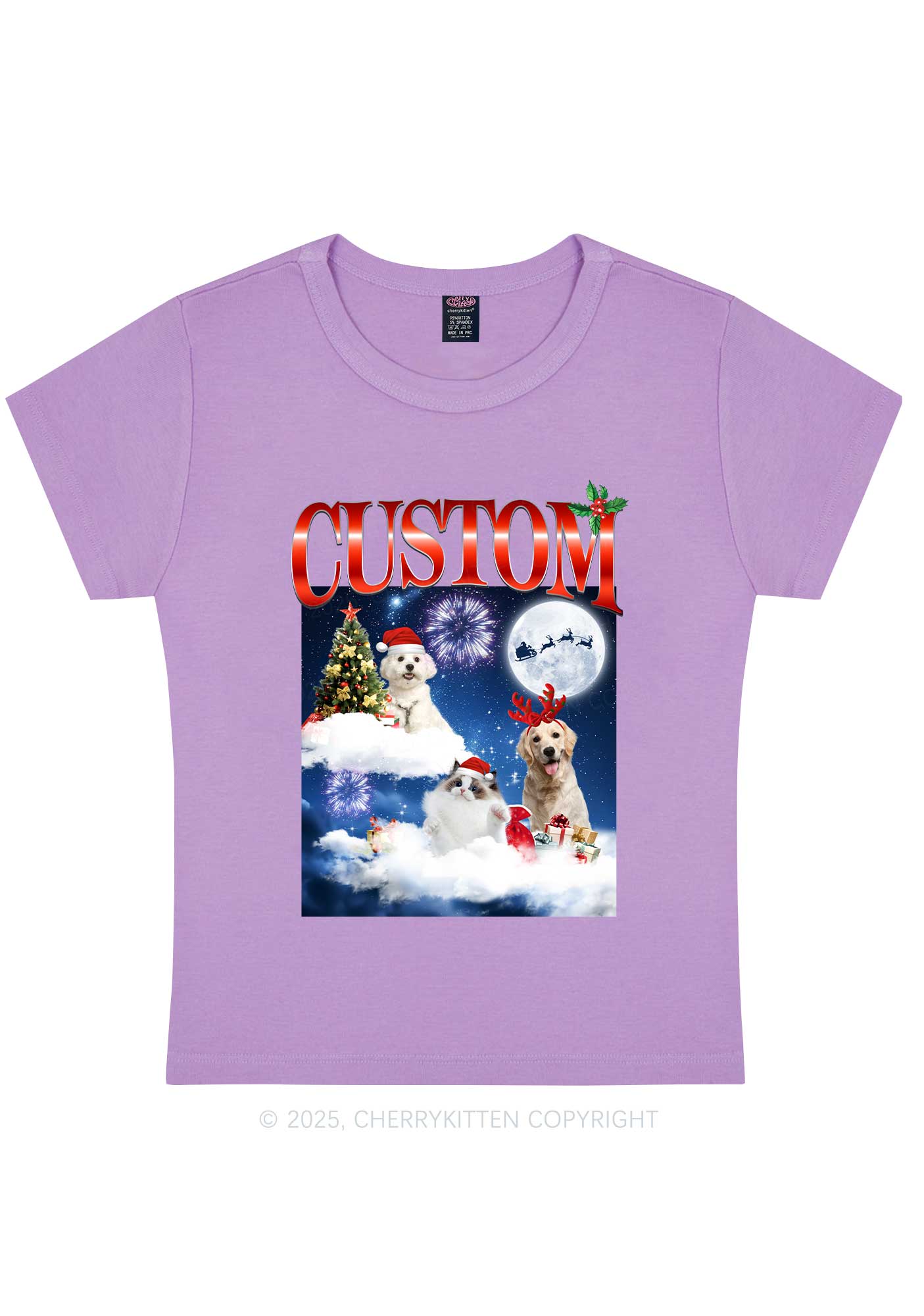 Custom Christmas Pet Y2K Baby Tee Cherrykitten - Image 5