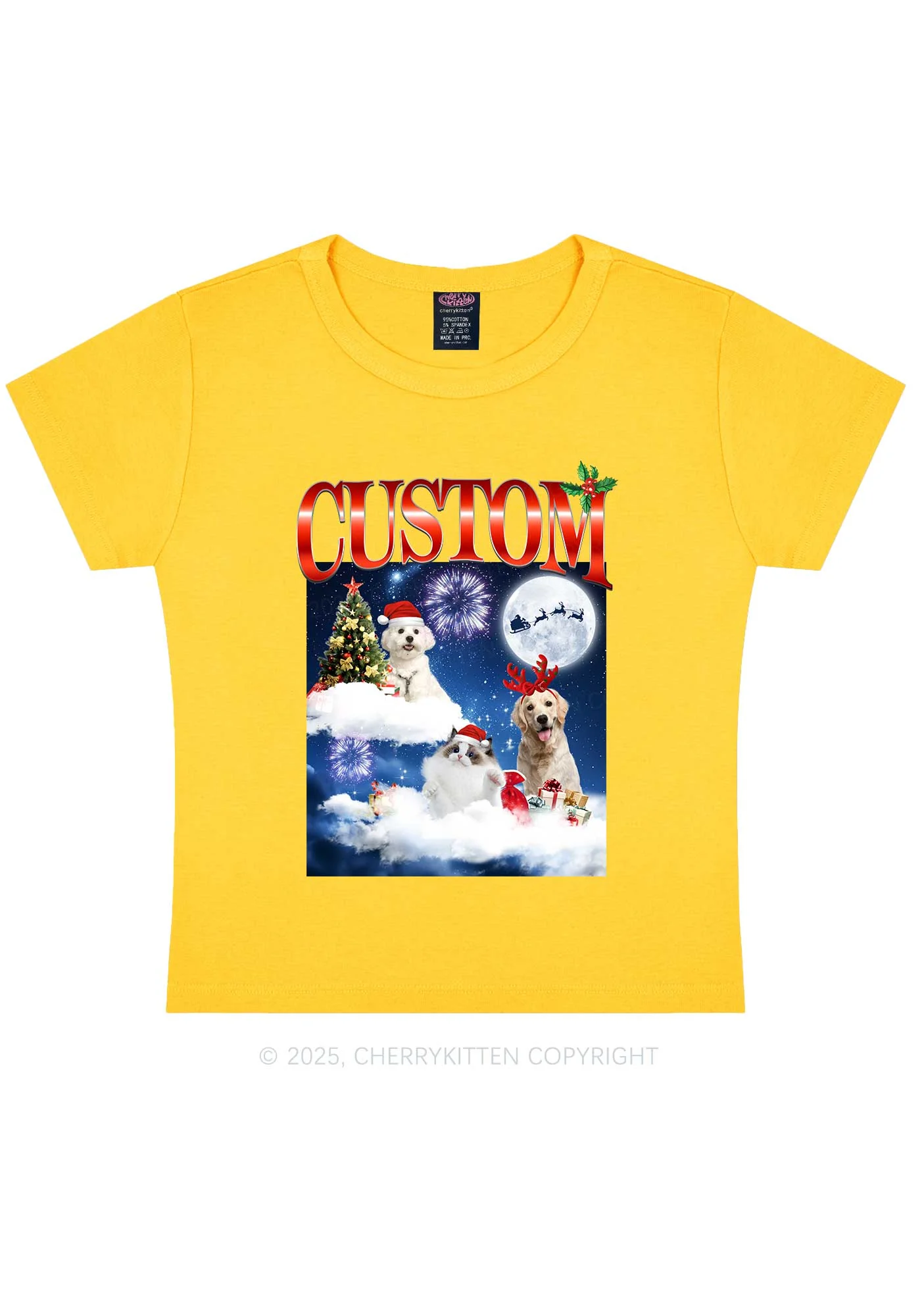Custom Christmas Pet Y2K Baby Tee Cherrykitten - Image 7