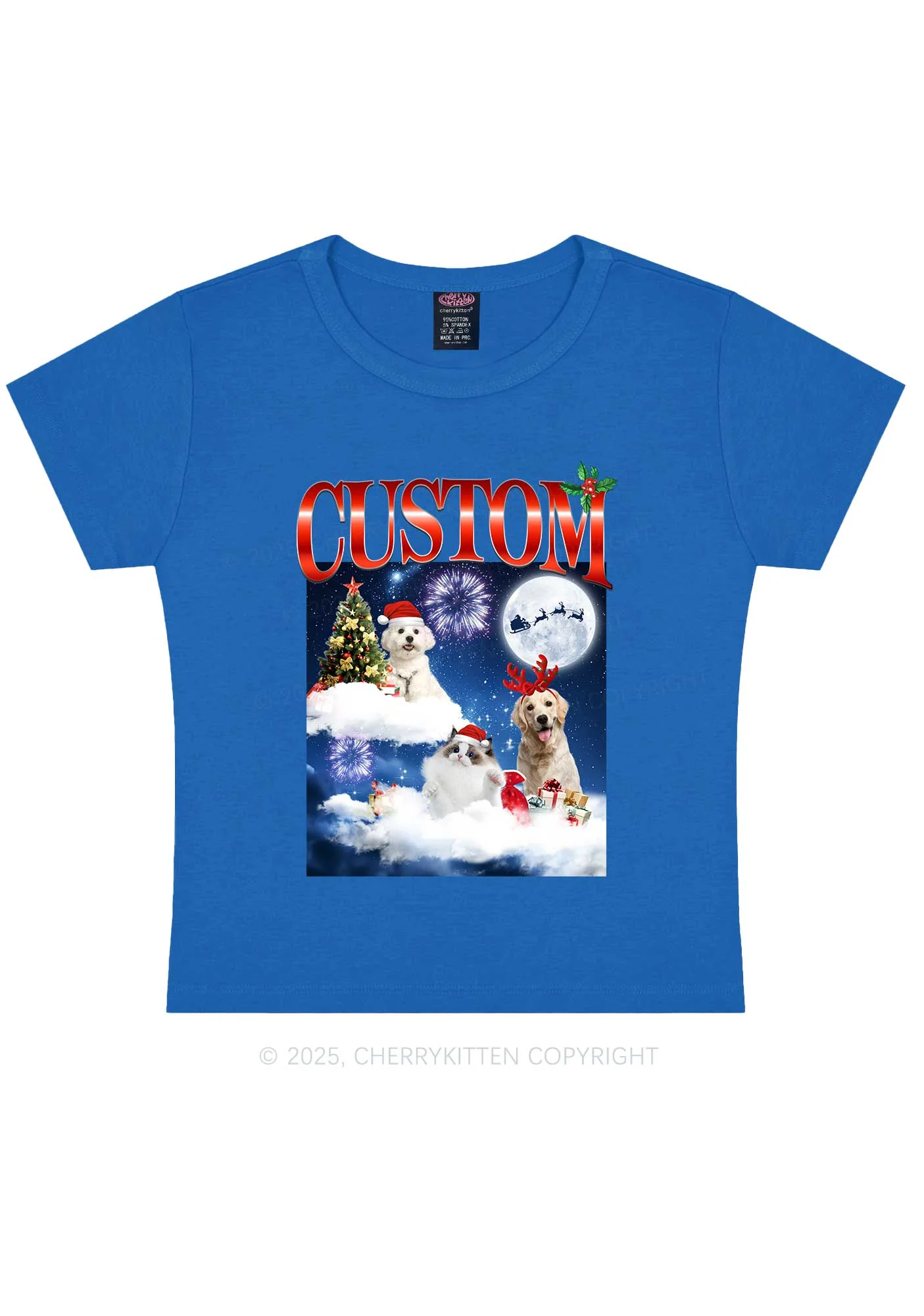 Custom Christmas Pet Y2K Baby Tee Cherrykitten - Image 8
