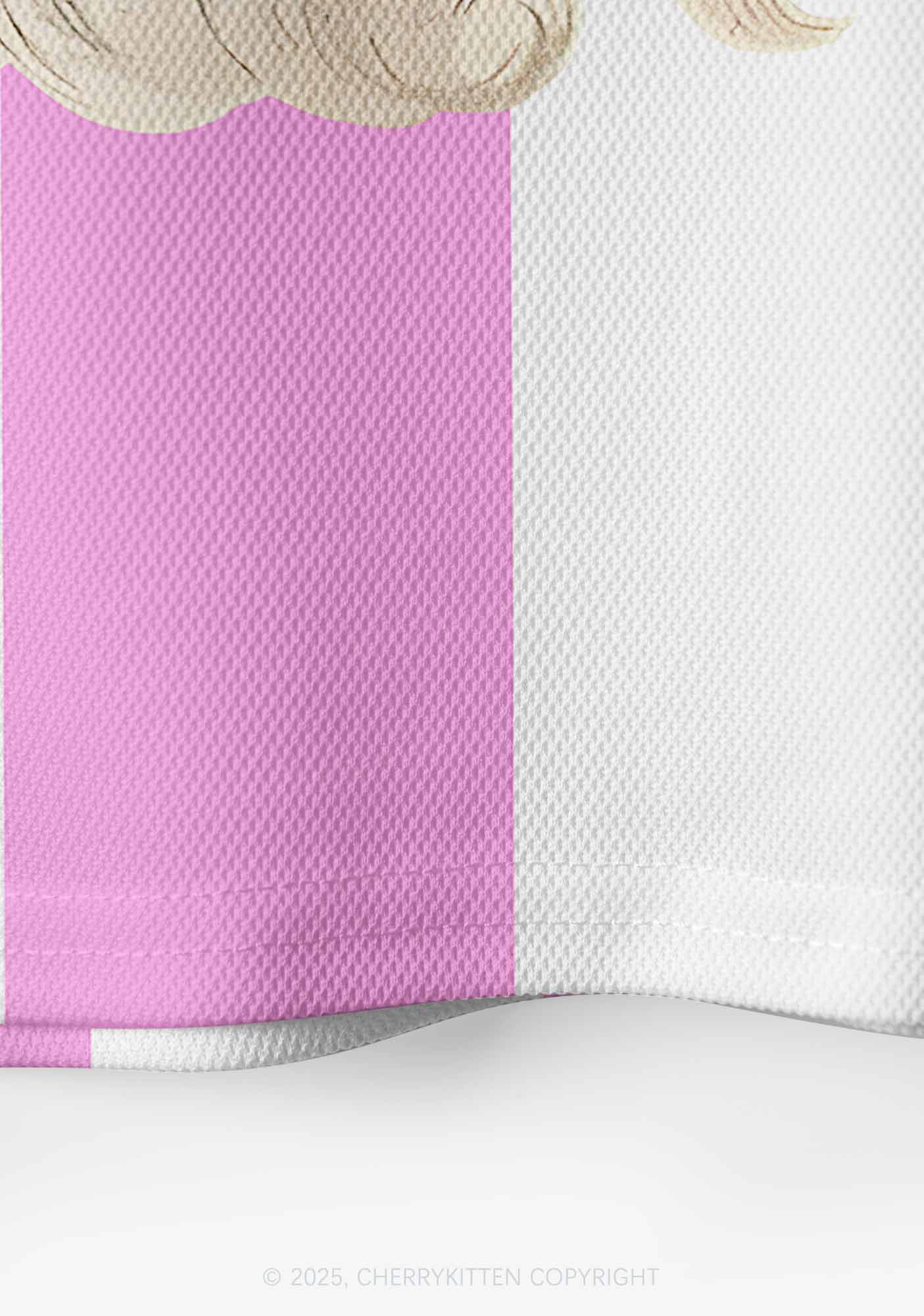 Custom Christmas Pink Santa Y2K Crop Sport Jersey Shirts Cherrykitten - Image 5