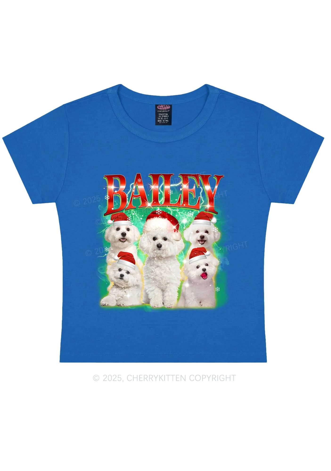Custom Christmas Puppy Y2K Baby Tee Cherrykitten - Image 7
