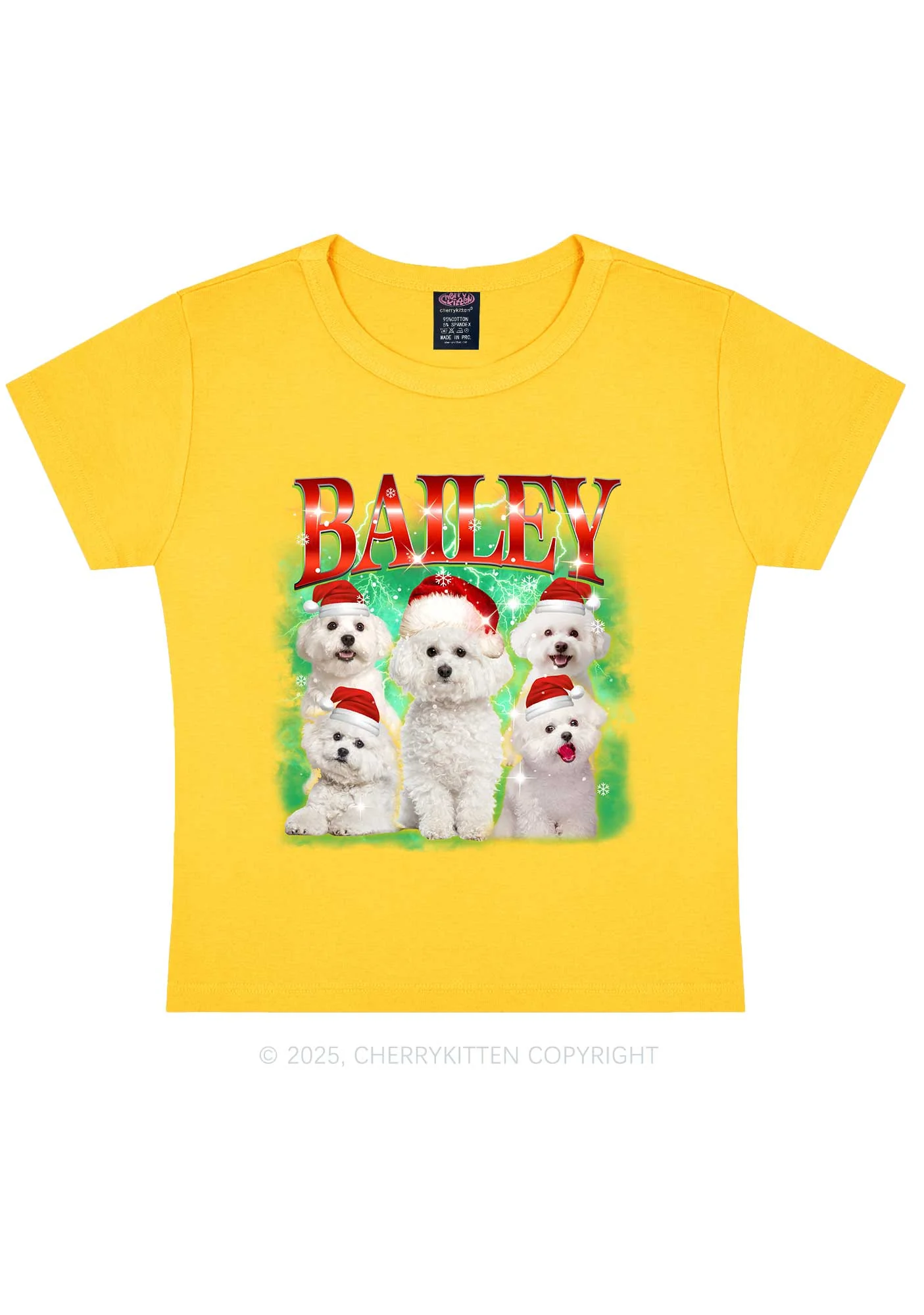 Custom Christmas Puppy Y2K Baby Tee Cherrykitten - Image 8