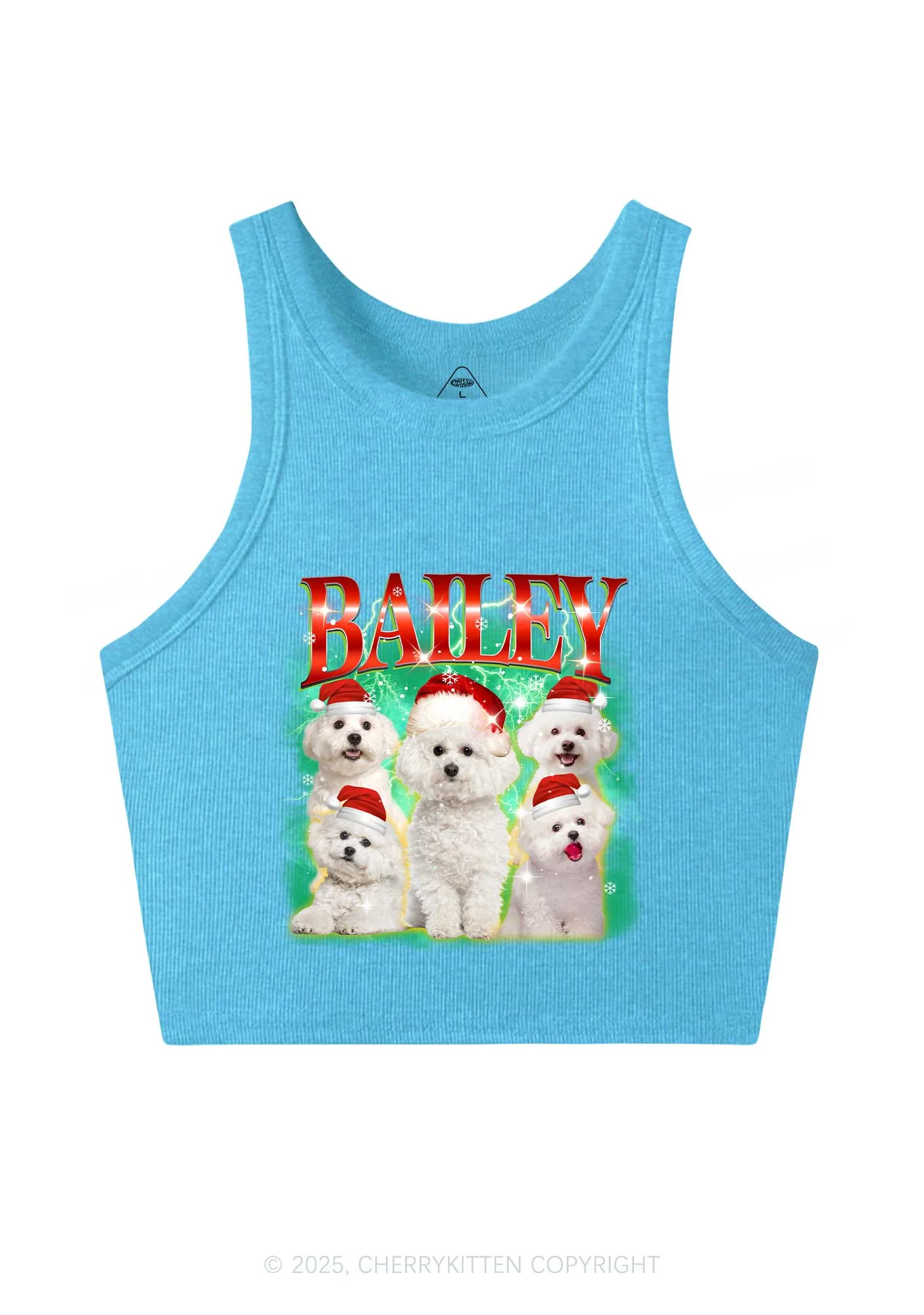 Custom Christmas Puppy Y2K Crop Tank Top Cherrykitten - Image 3