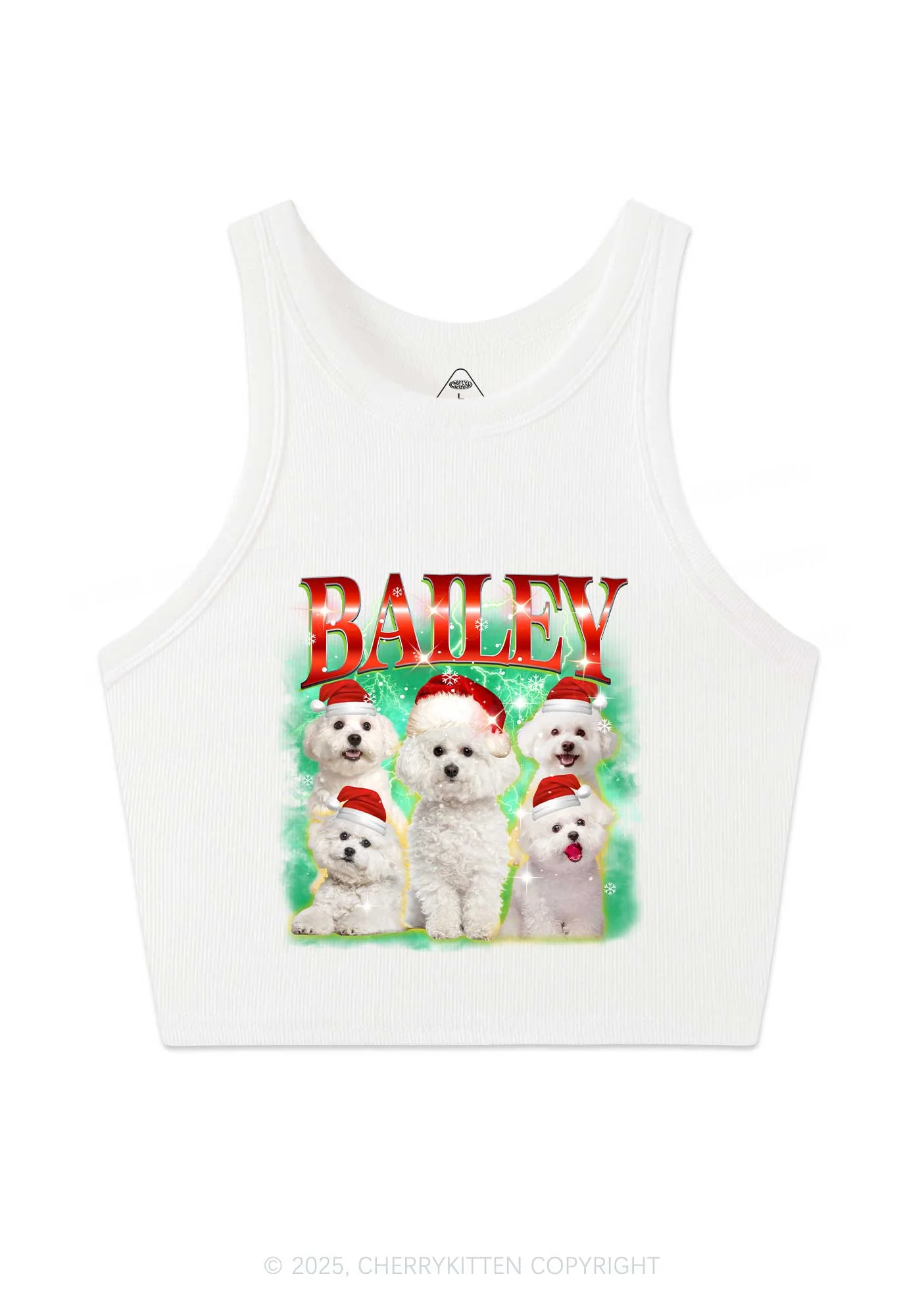 Custom Christmas Puppy Y2K Crop Tank Top Cherrykitten - Image 4