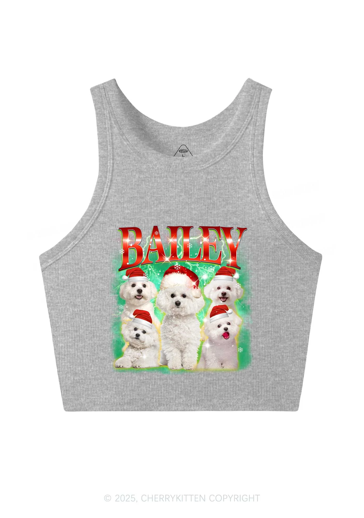 Custom Christmas Puppy Y2K Crop Tank Top Cherrykitten - Image 5